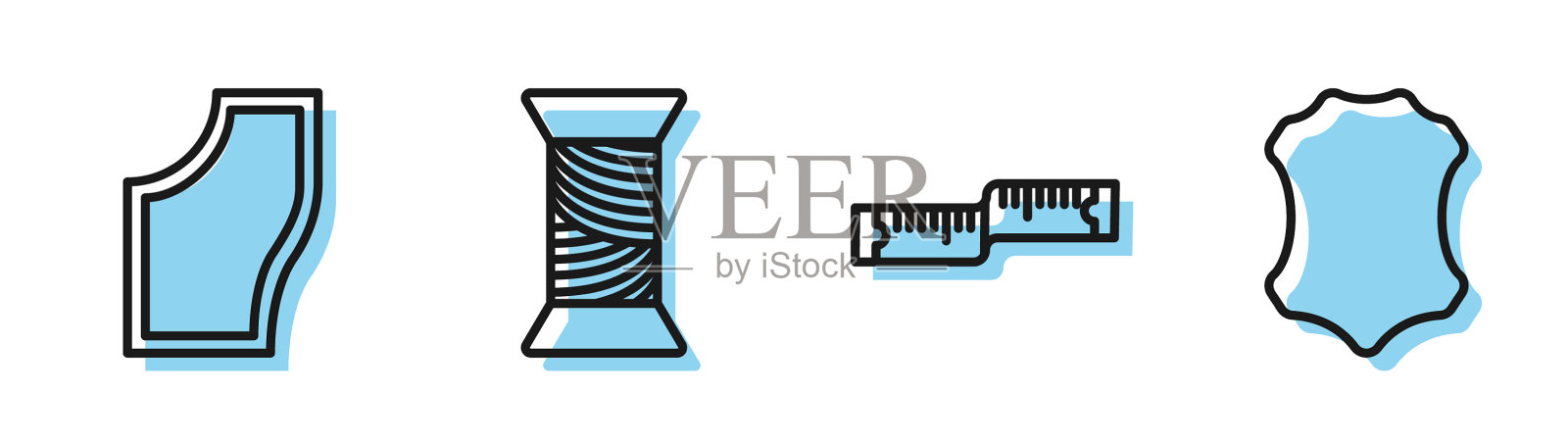 定线卷尺缝制花样缝制插画图片素材