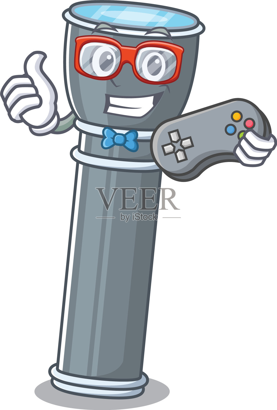 滑稽极客玩家手电卷轴卡通插画图片素材