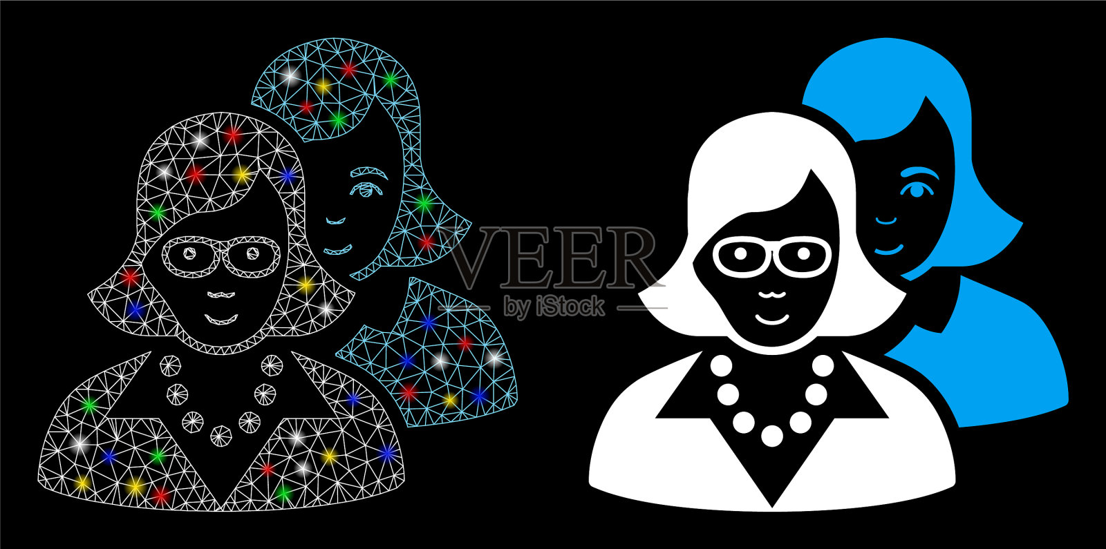 Flare网体聪明的女性图标与Flare插画图片素材