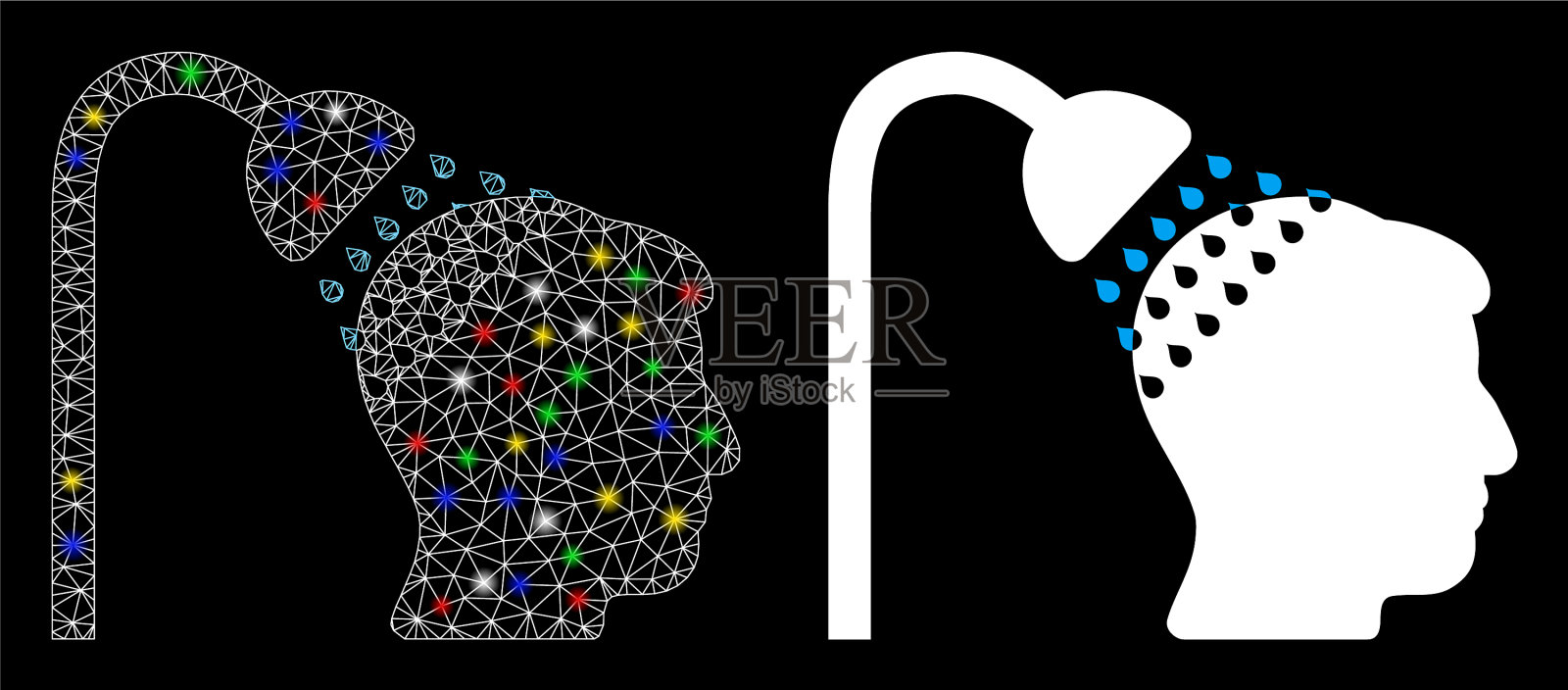 耀斑网2d头花洒图标耀斑插画图片素材