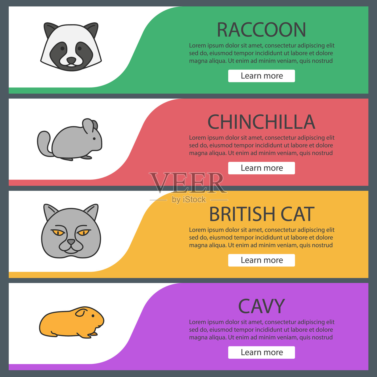 宠物网站横幅模板集图标素材