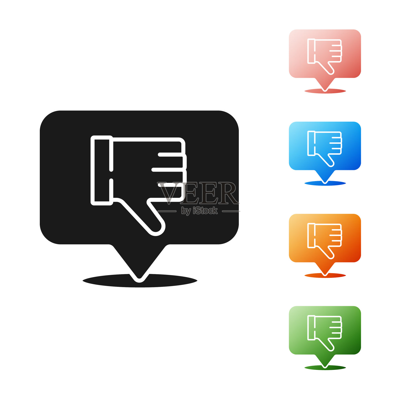 黑色不喜欢在语音气泡图标上孤立图标素材