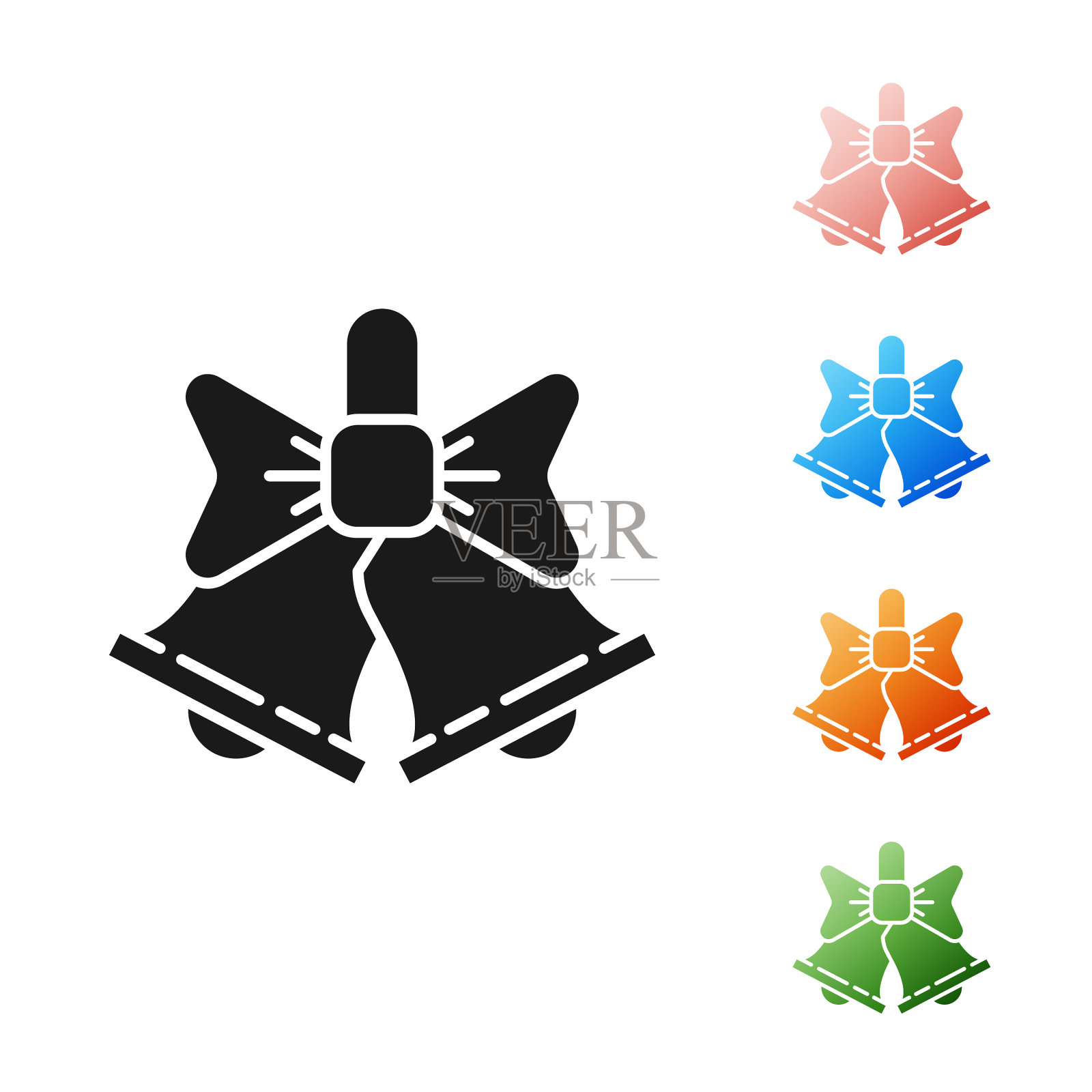 黑色圣诞快乐的钟声被孤立图标素材