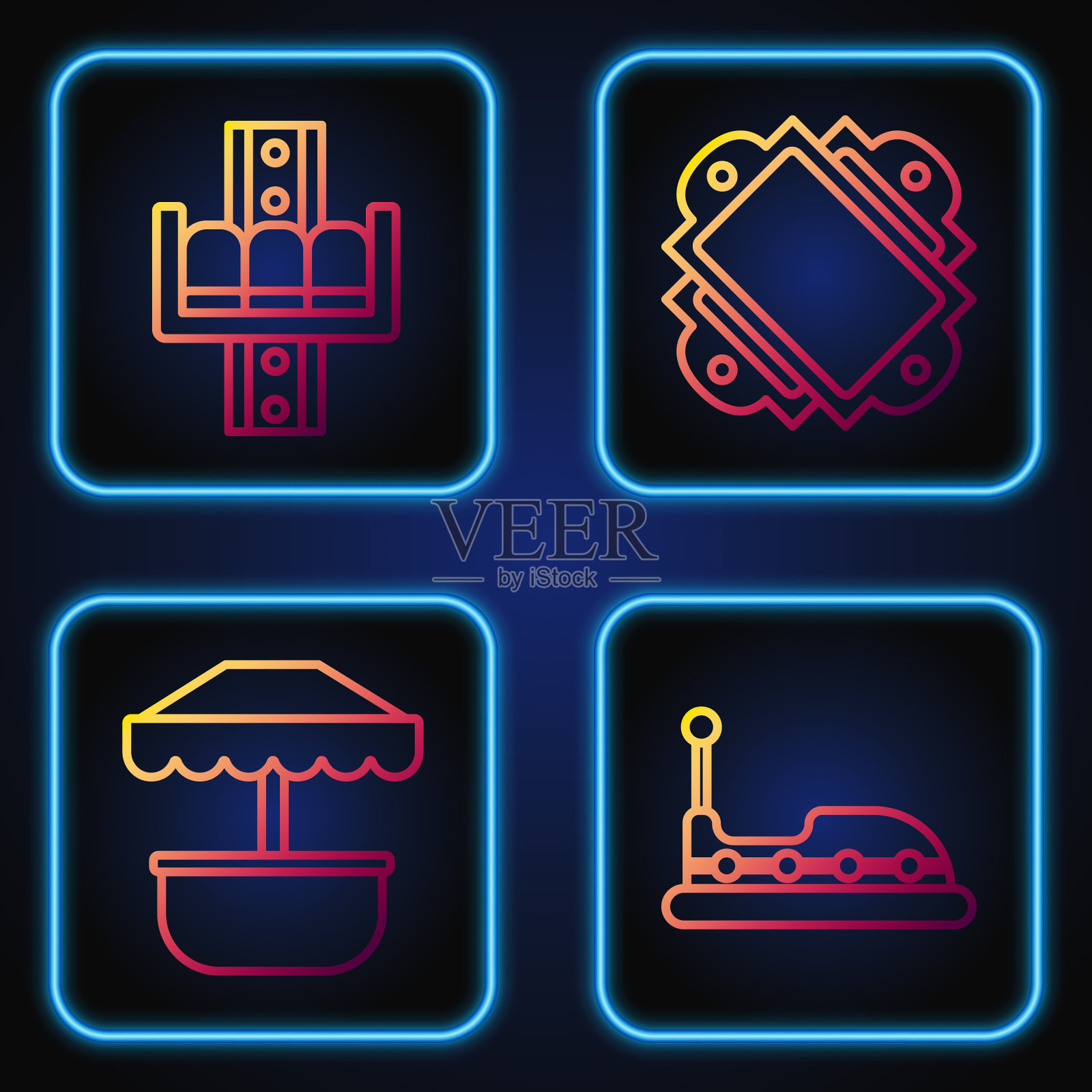 套线碰碰车吸引旋转木马图标素材