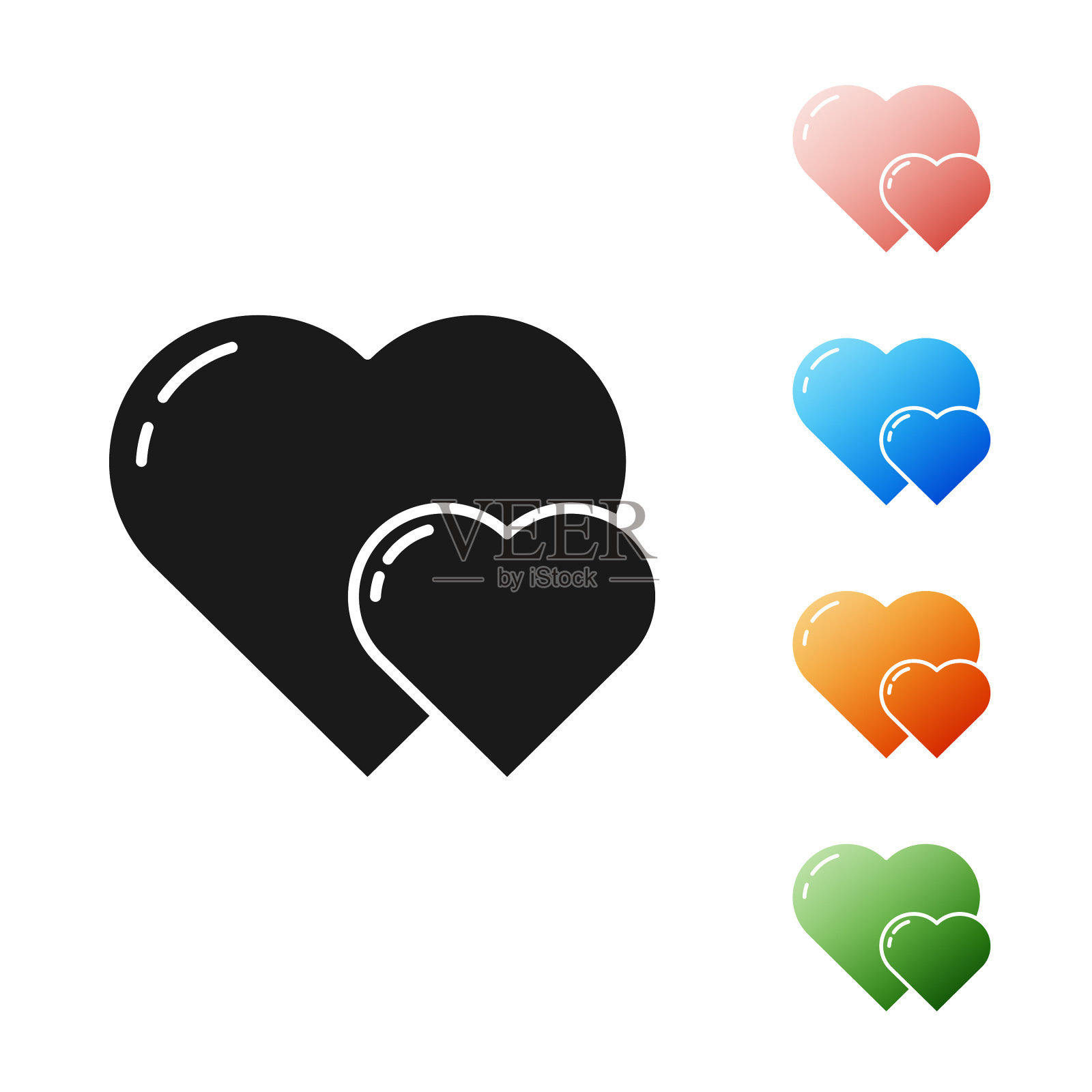 黑色的心图标孤立在白色的背景图标素材