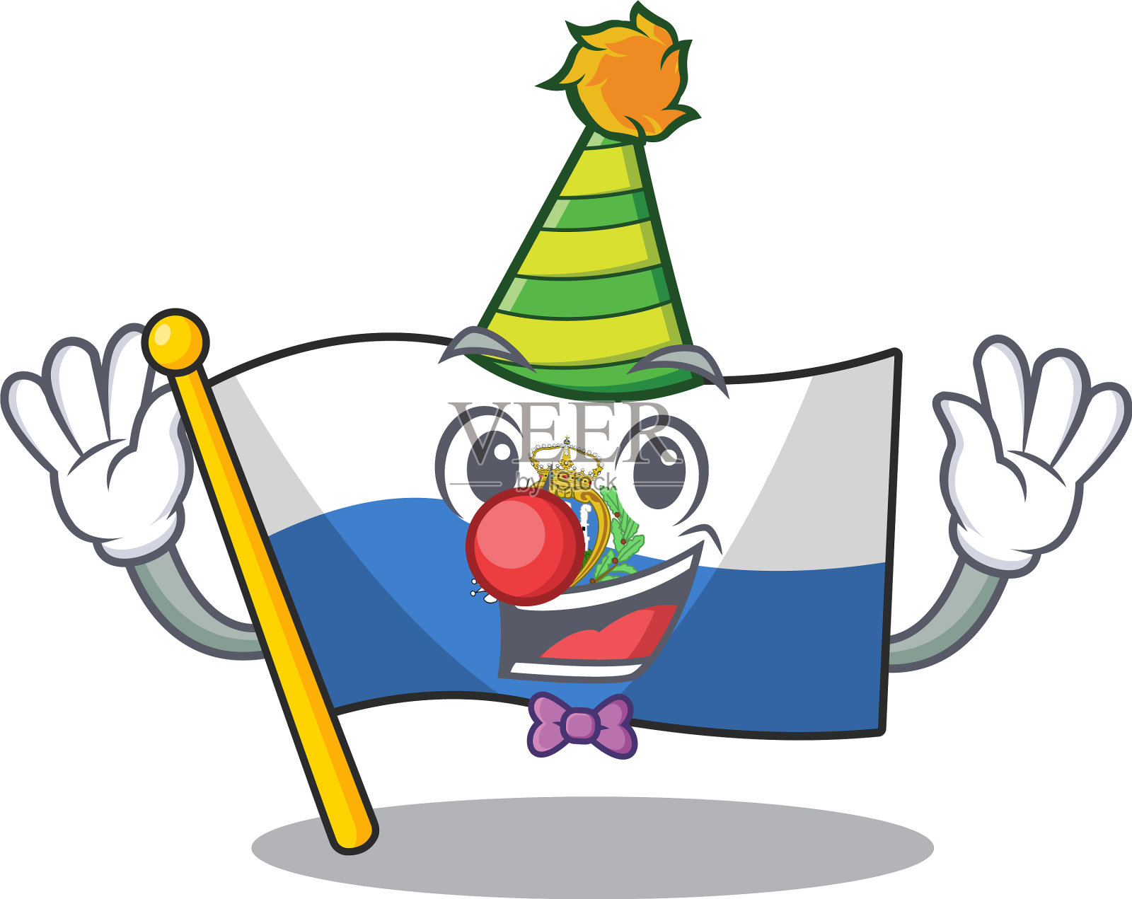 可爱有趣的小丑旗圣马力诺卷轴插画图片素材