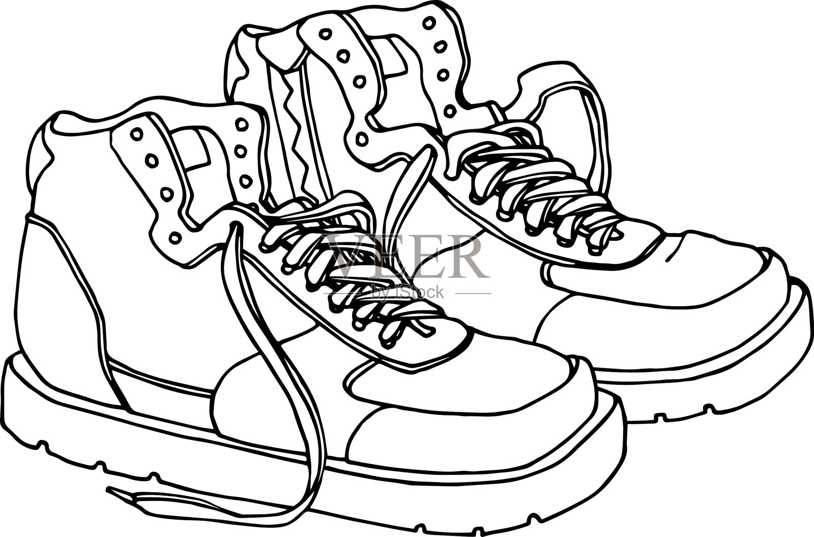 一双带有蕾丝的现代运动鞋设计元素图片