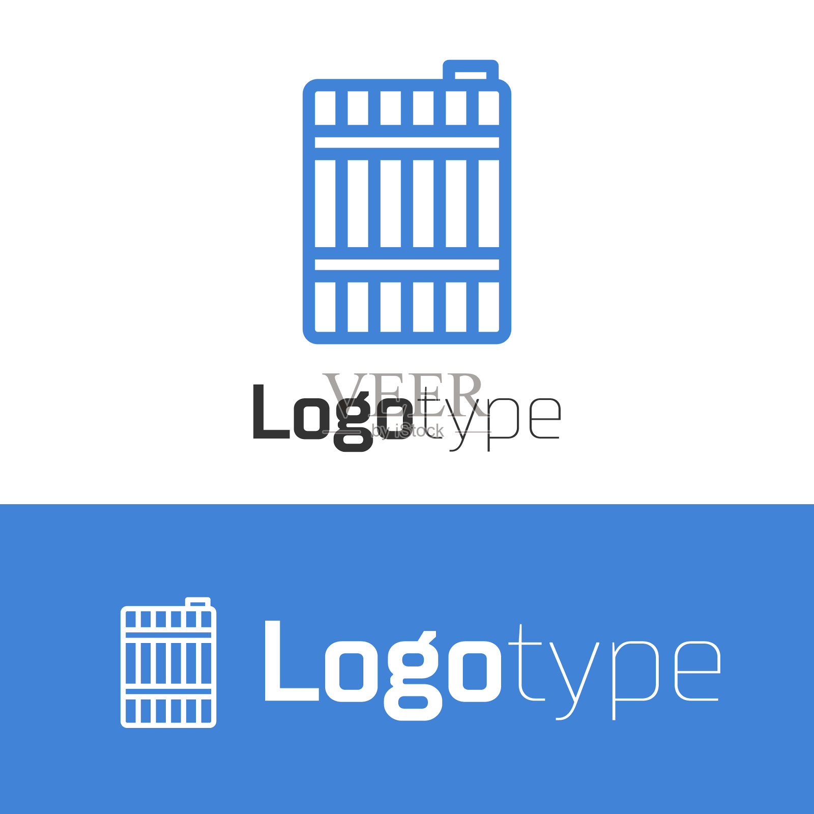 蓝线木桶图标孤立在白色插画图片素材