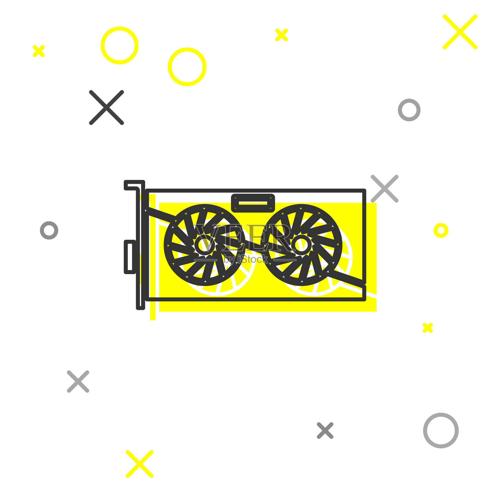 灰线视频显卡图标隔离上插画图片素材