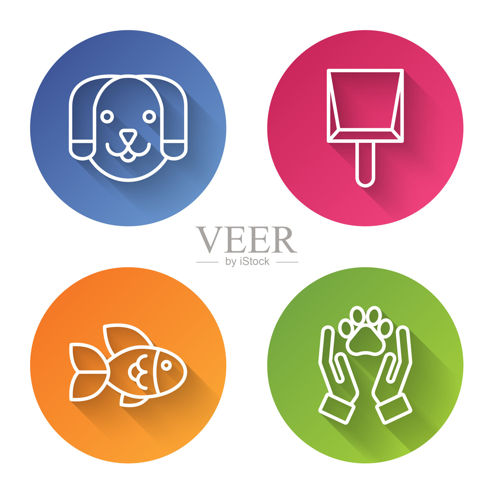 设线、狗、簸箕、鱼、手与动物图标素材