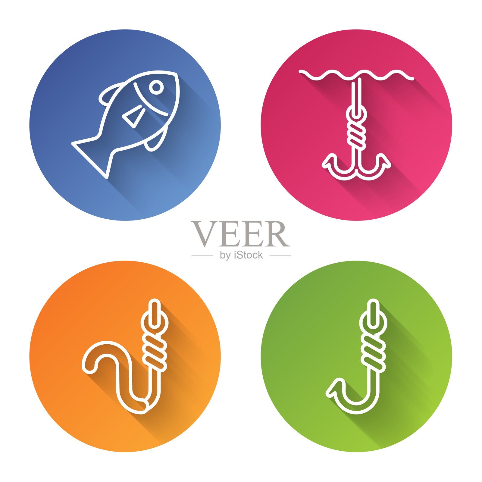 放鱼线钓鱼钩水底钓鱼图标素材