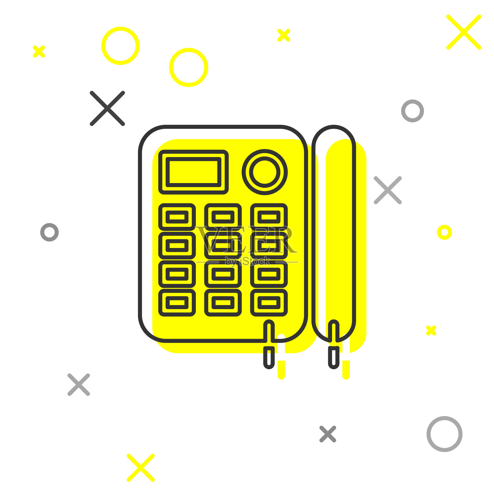 灰色线路电话图标孤立在白色插画图片素材