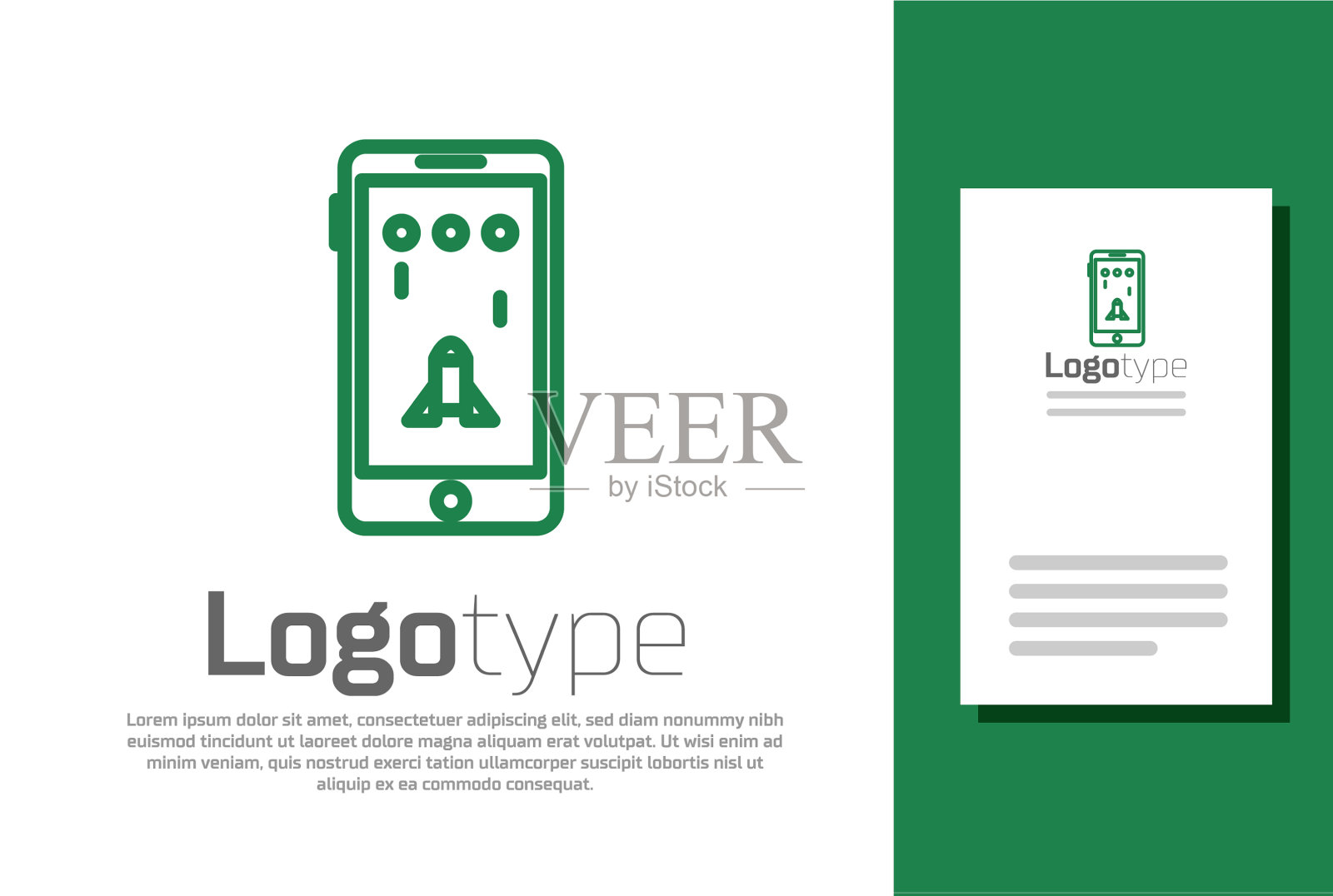 绿线智能手机和玩游戏图标图标素材