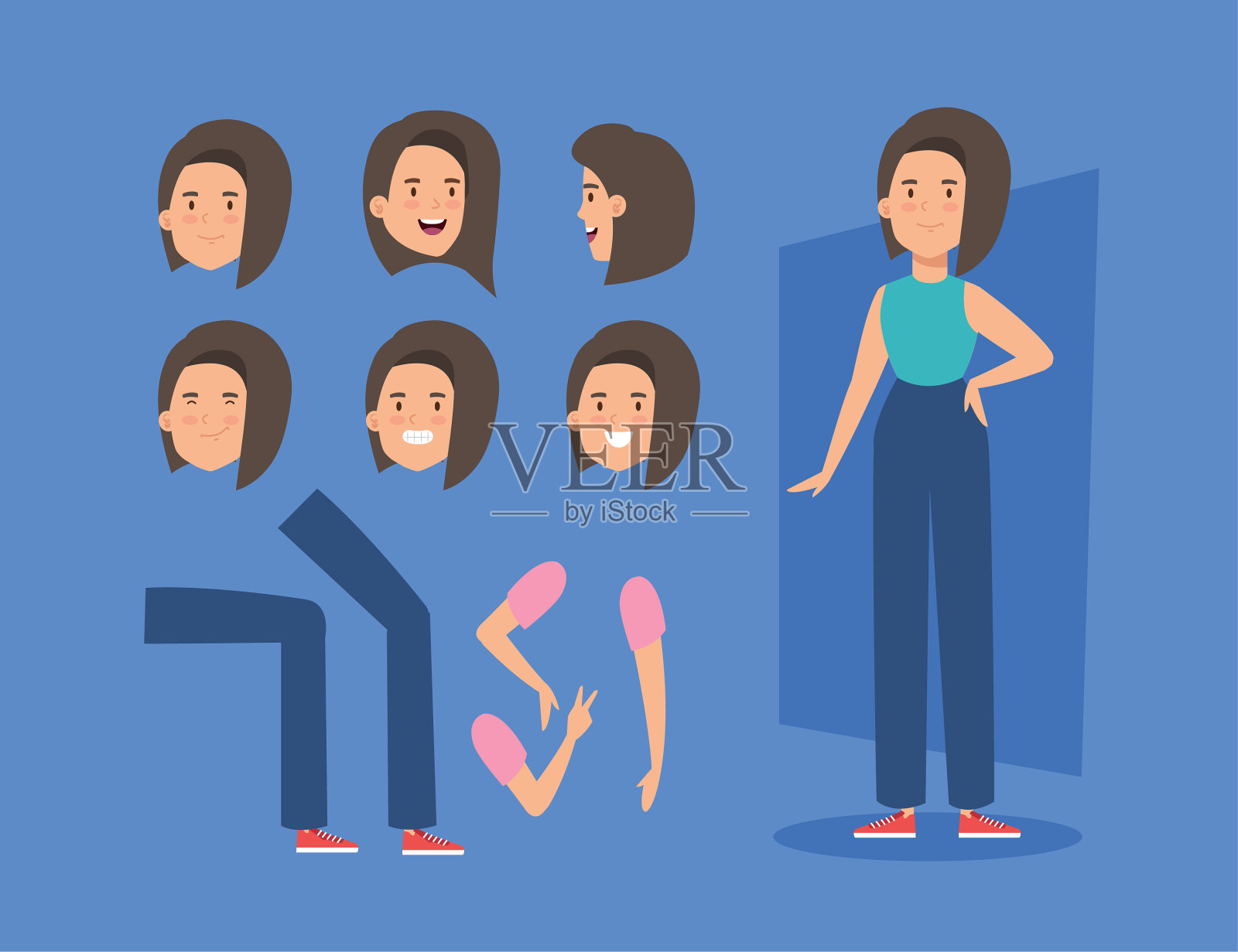 有身体部位的年轻女人插画图片素材