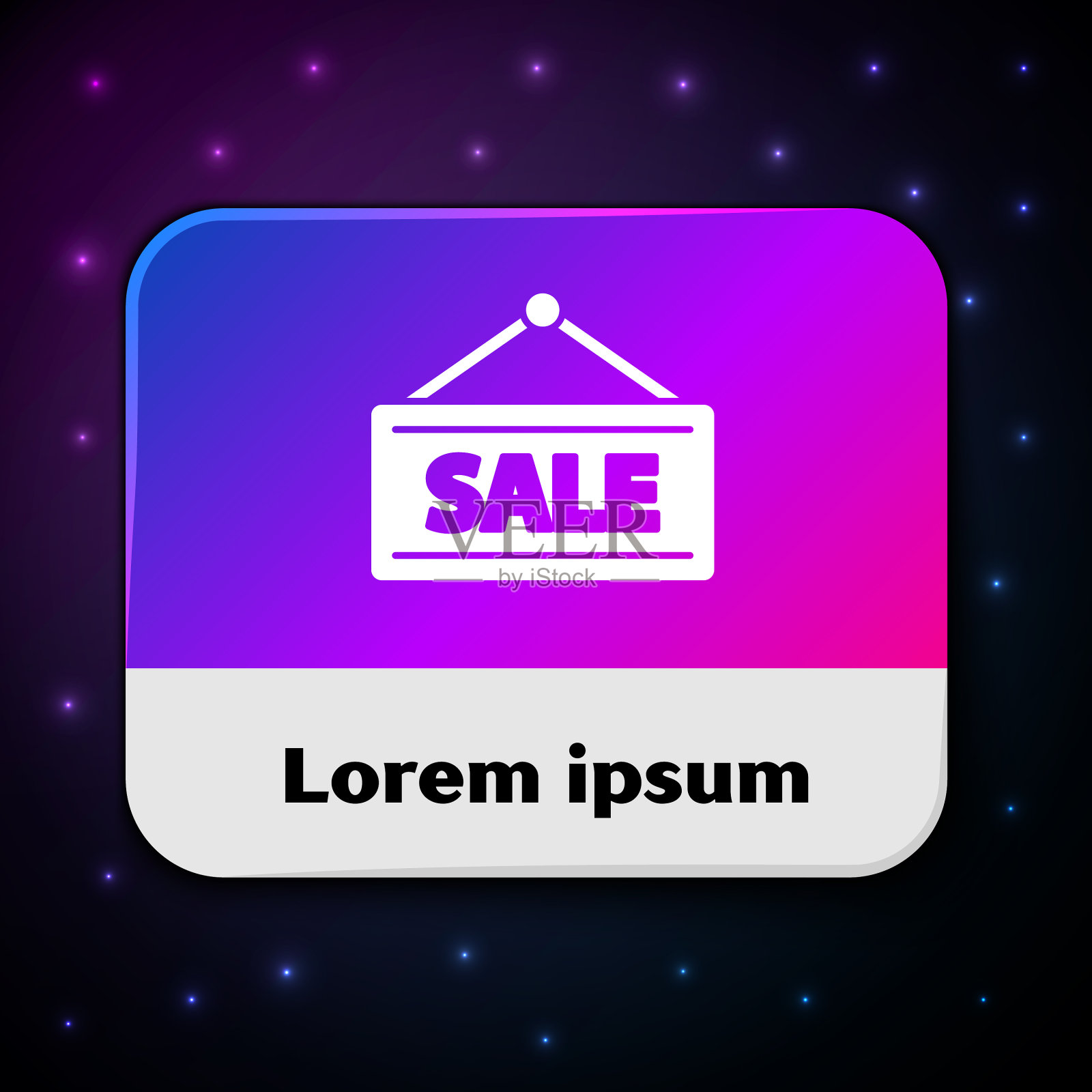 白色悬挂标志与文字销售图标隔离插画图片素材