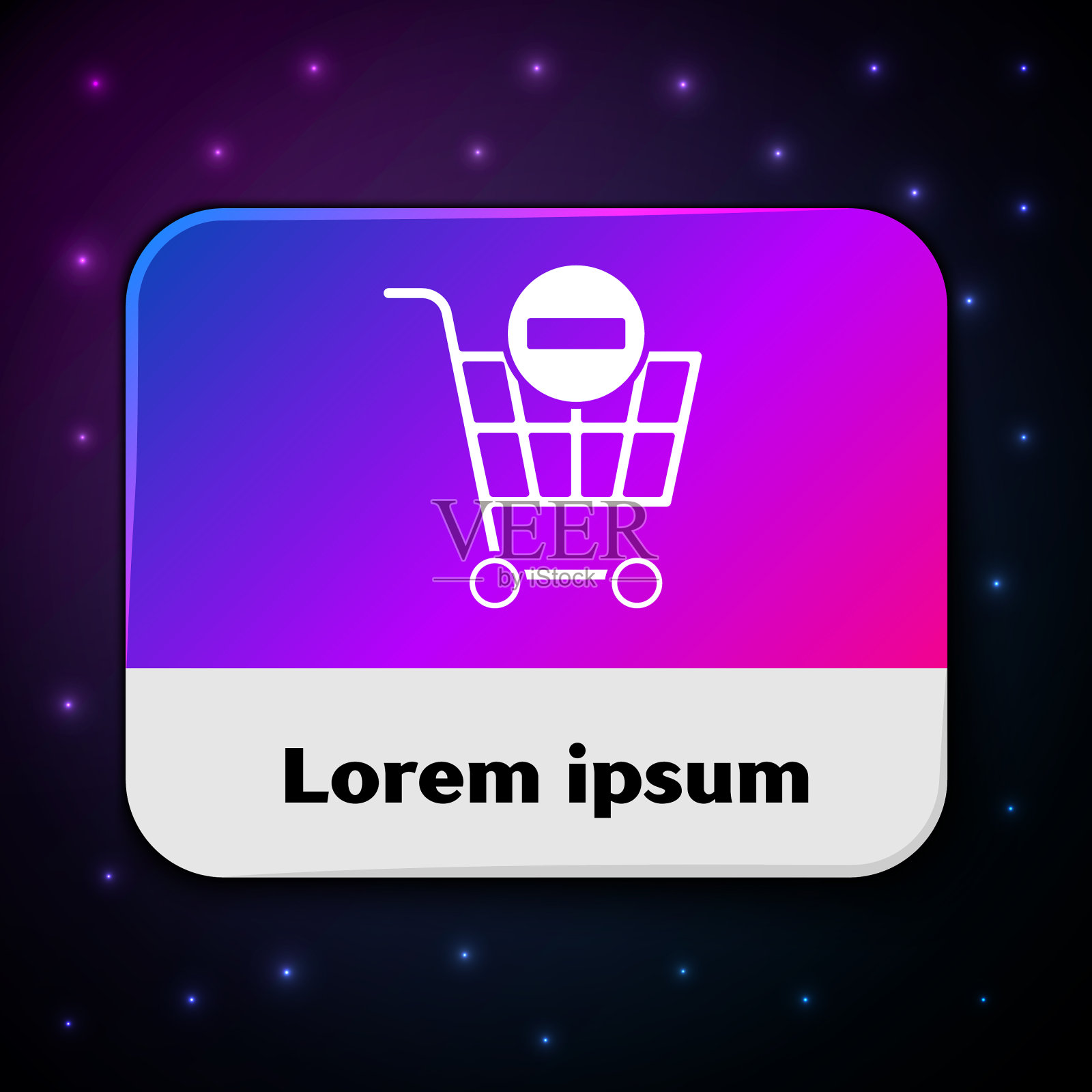 白色移除购物车图标孤立的黑色插画图片素材