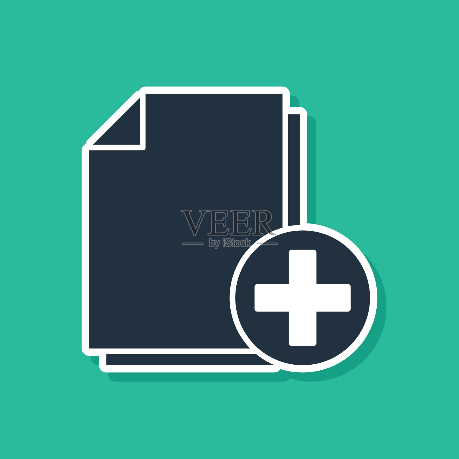 蓝色添加新的文件图标隔离在绿色插画图片素材