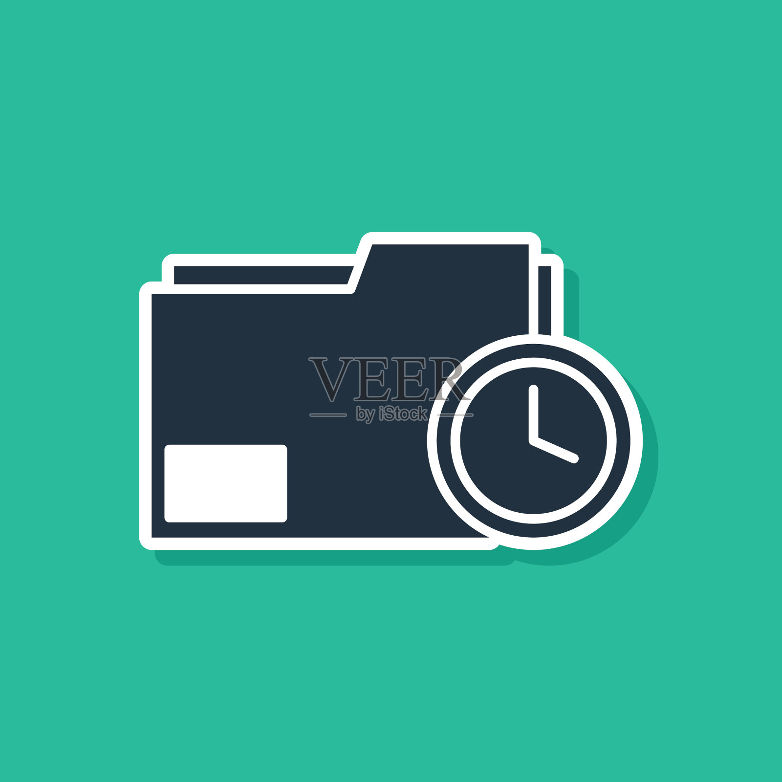 时钟图标隔离的蓝色文件夹图标素材