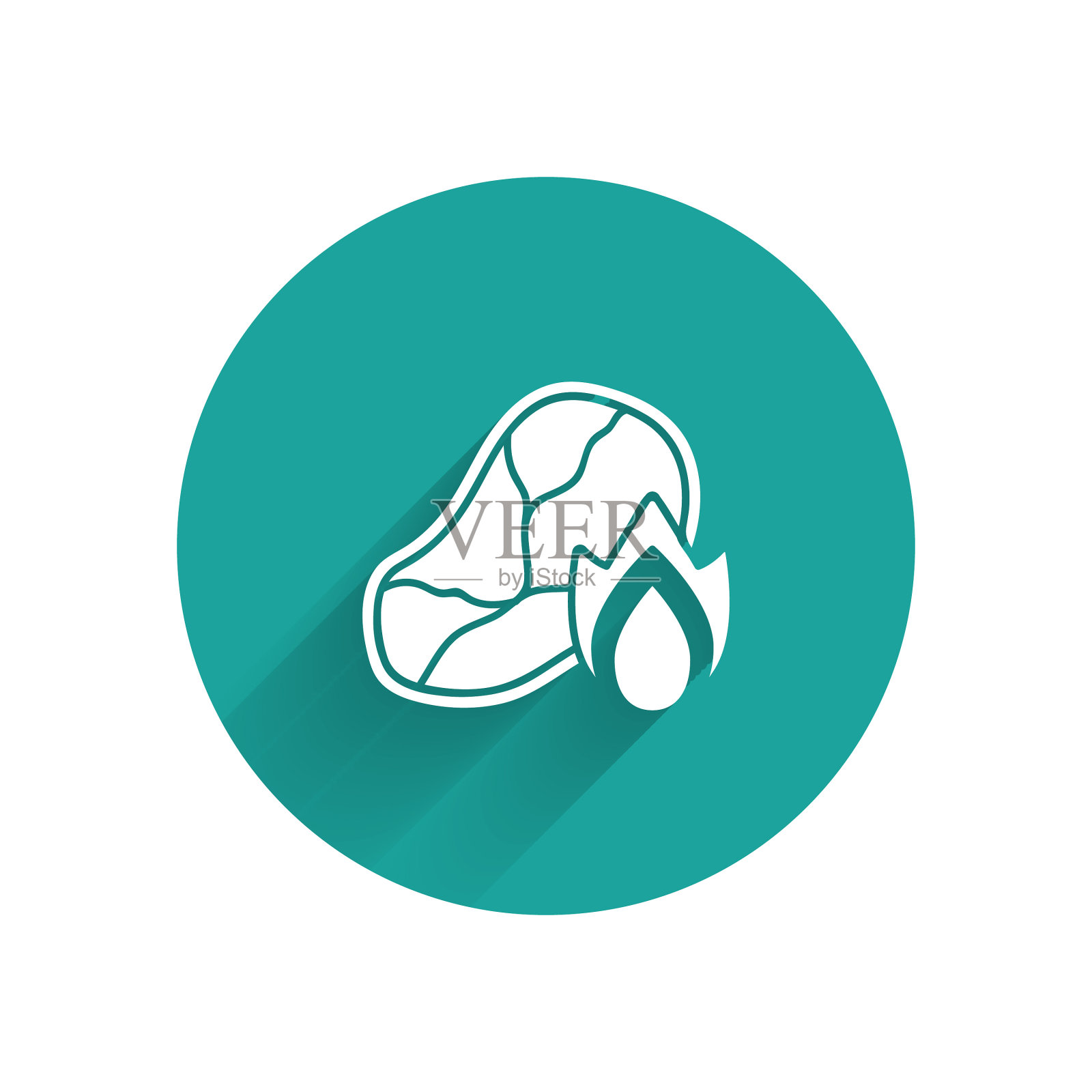 白烤牛排肉和火的火焰图标插画图片素材