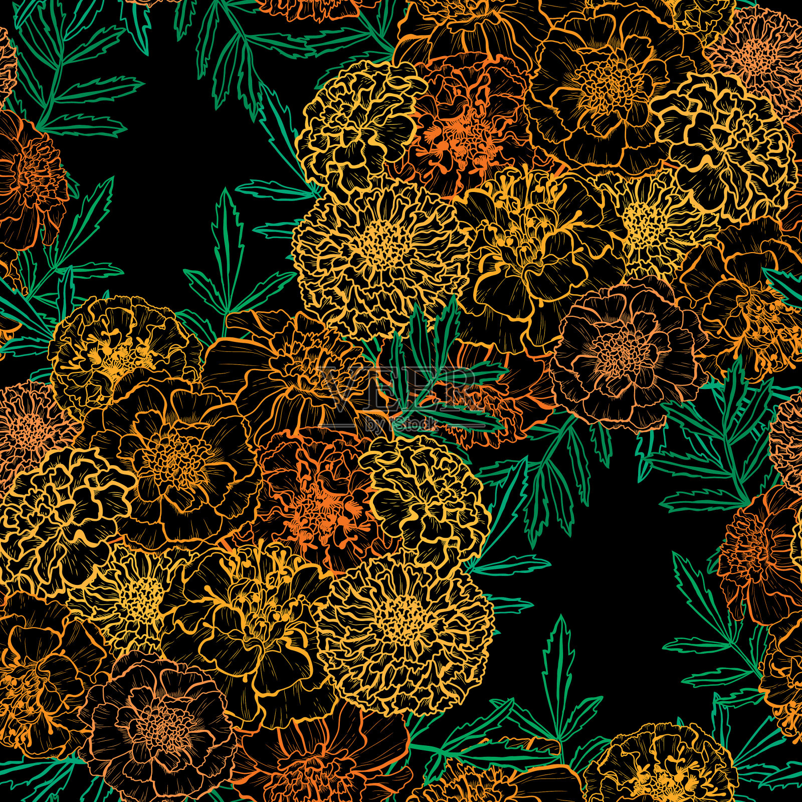 花卉无缝模式插画图片素材