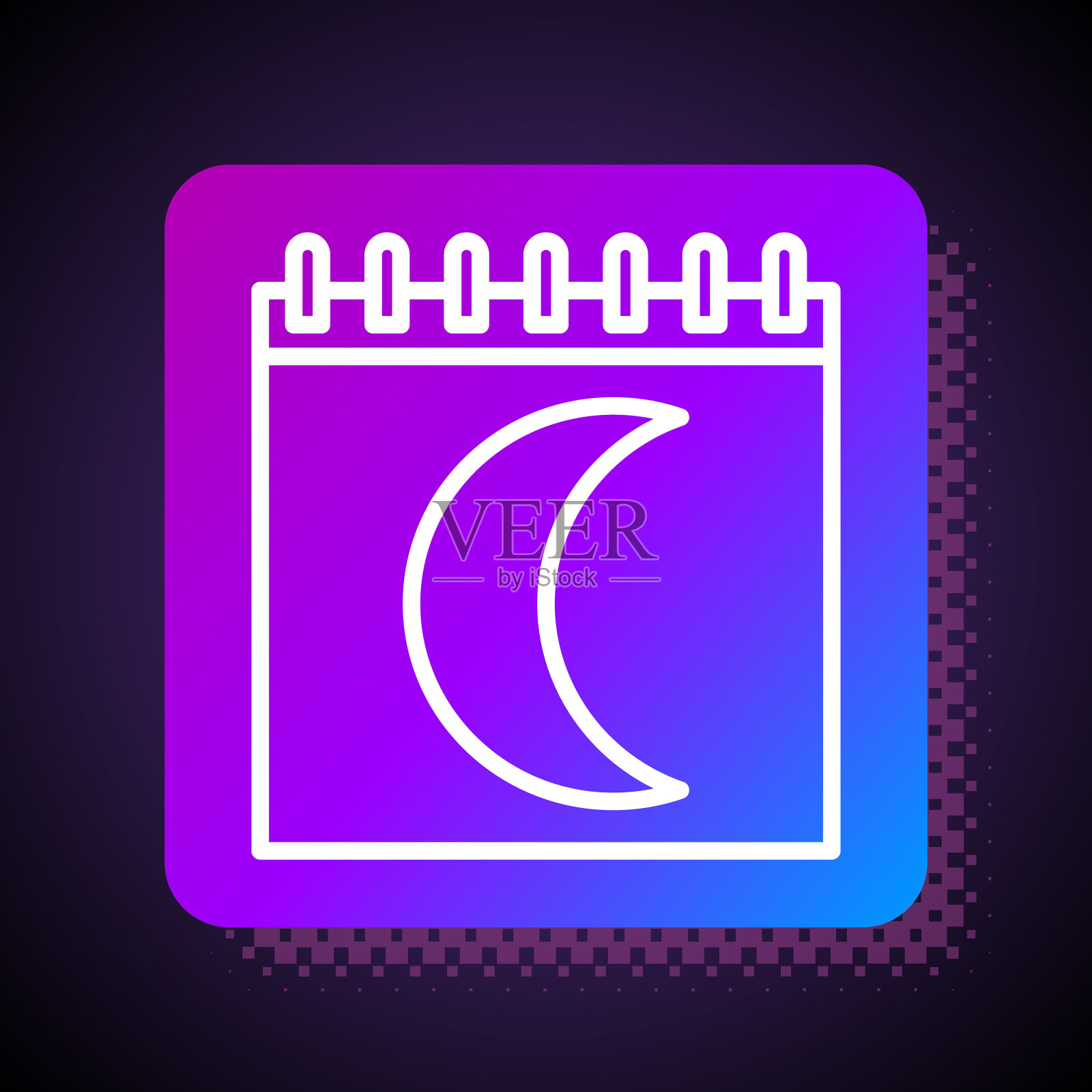 白线月相日历图标孤立上插画图片素材