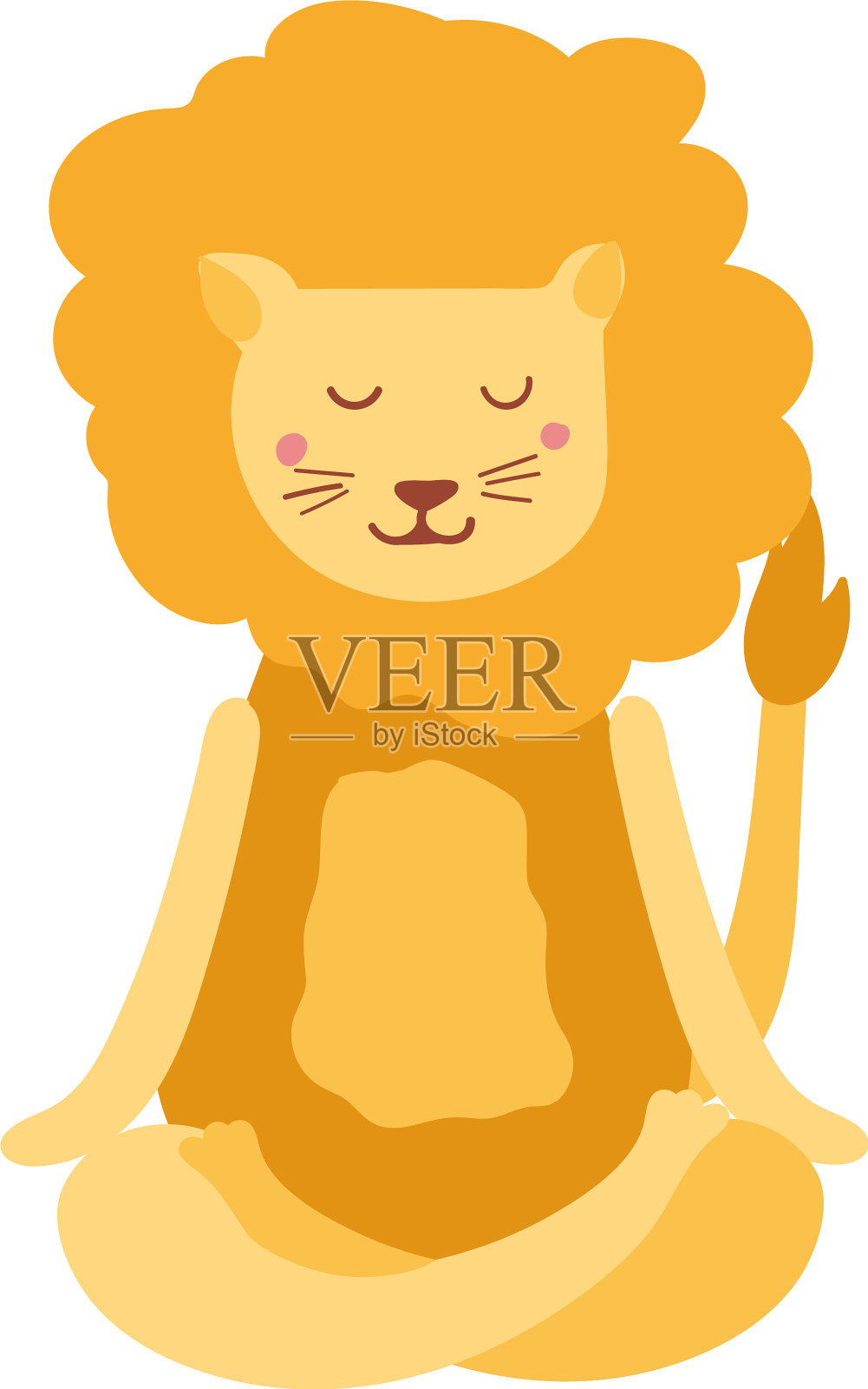 卡通狮子表演瑜伽运动卡通插画图片素材