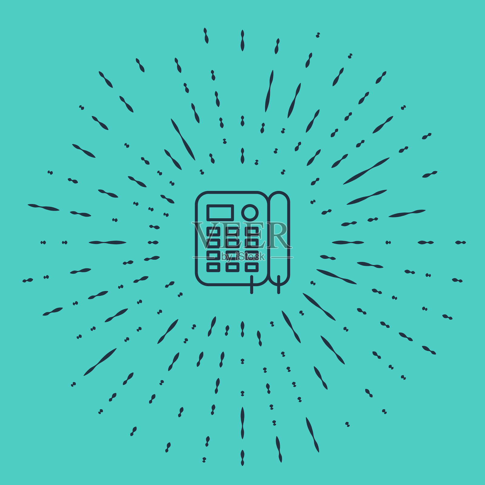 黑线电话图标隔离为绿色插画图片素材