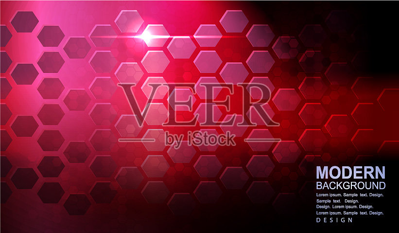 几何红色设计与六角形网格和插画图片素材