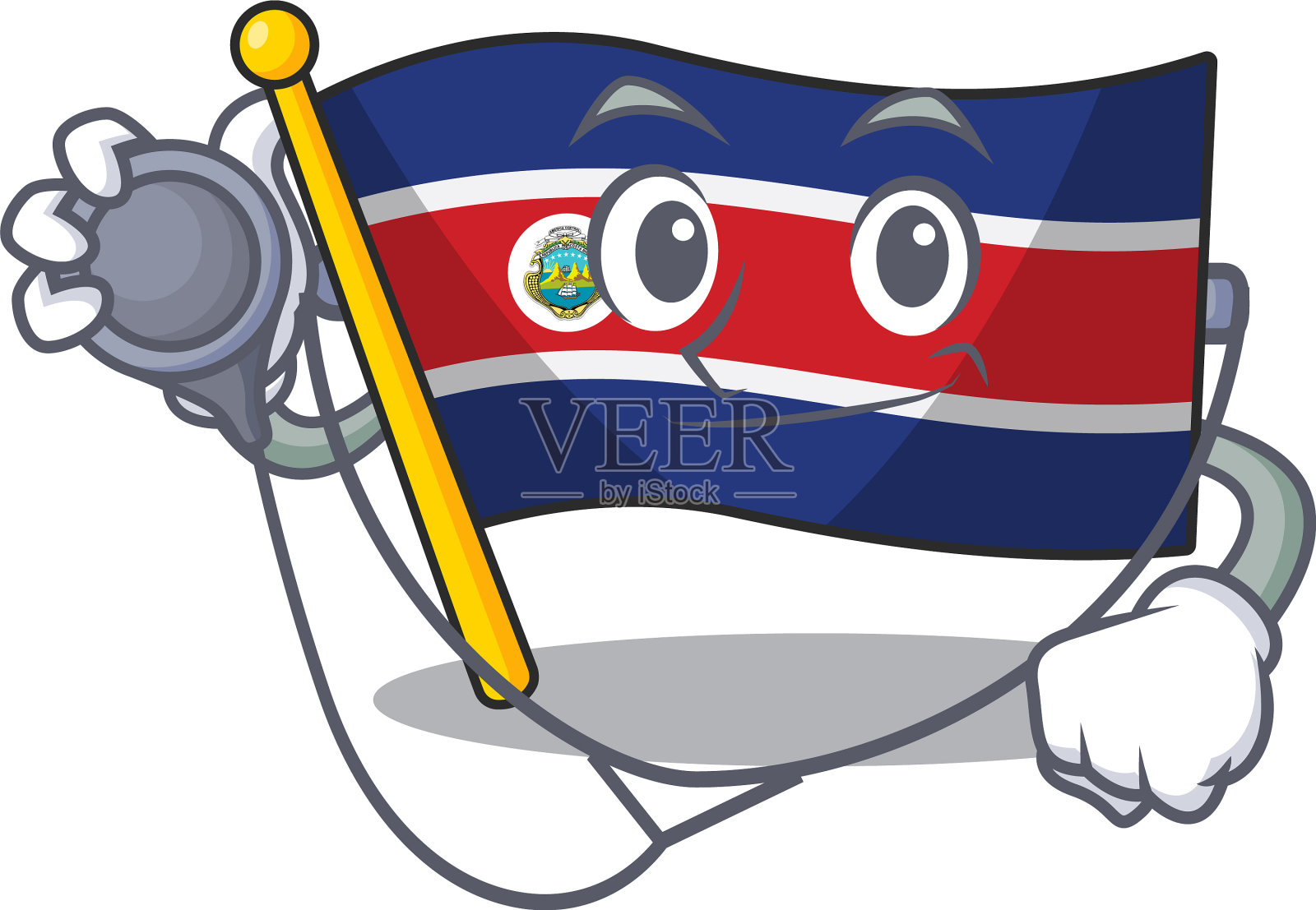 可爱的旗子哥卡通人物一卷插画图片素材