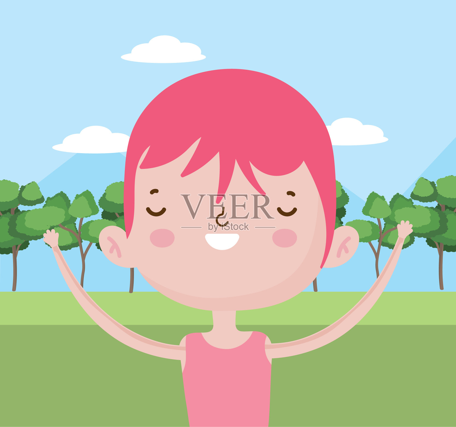 可爱的小男孩庆祝儿童节快乐插画图片素材