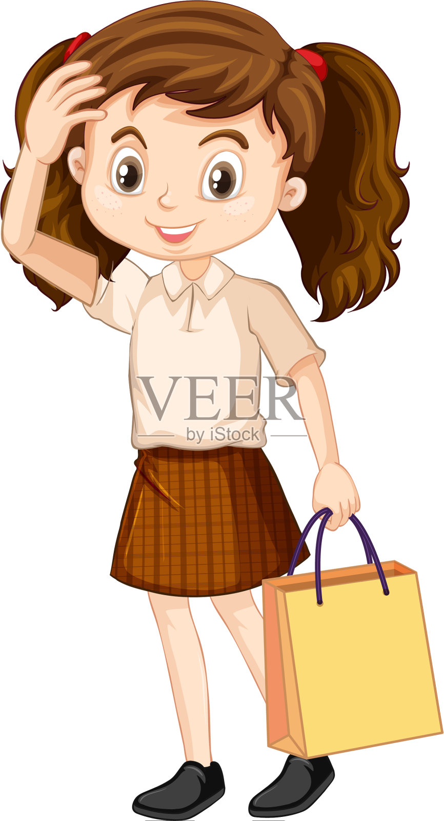 一个快乐的女孩纸袋设计元素图片