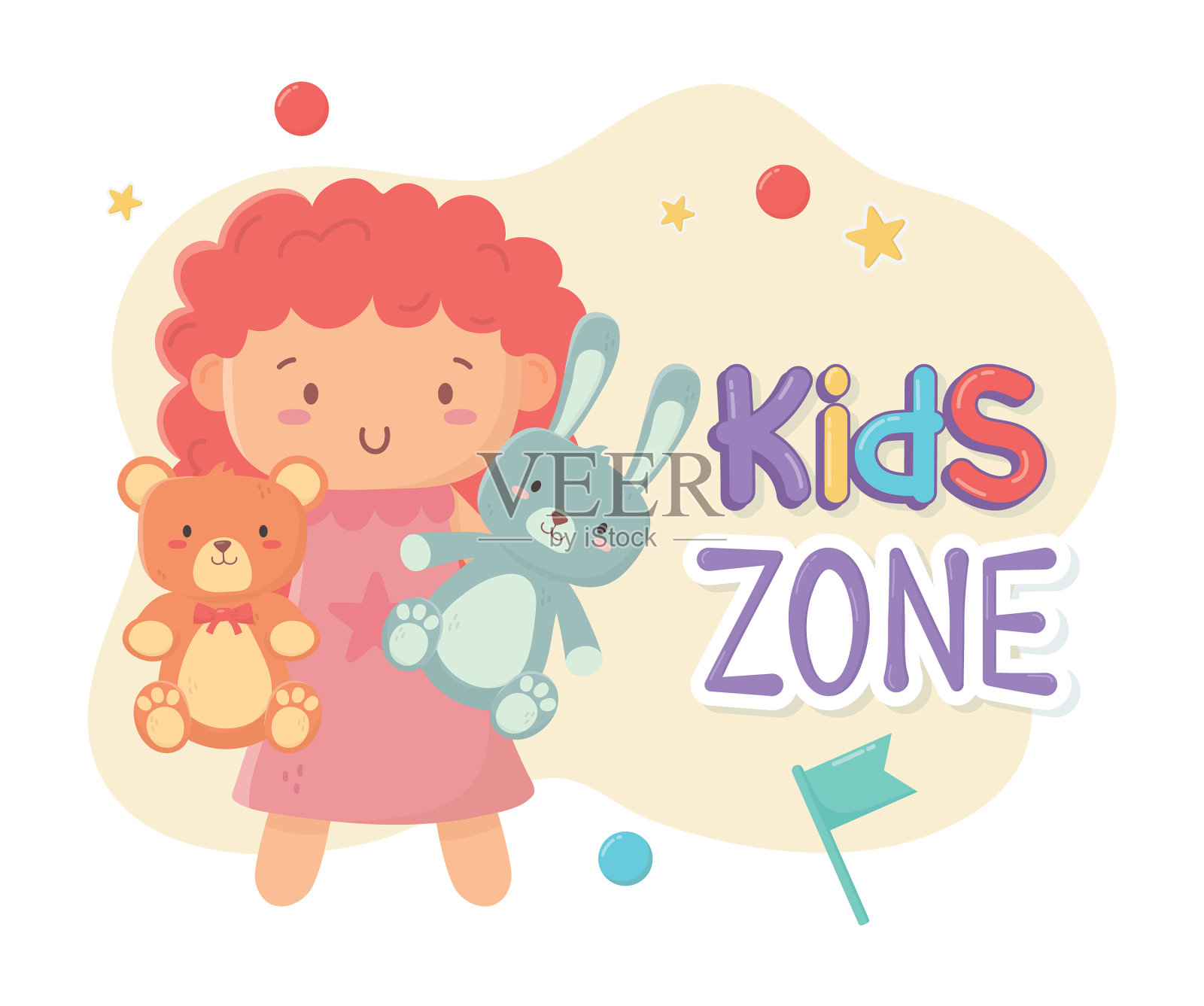 孩子们喜欢玩具熊和兔子设计元素图片