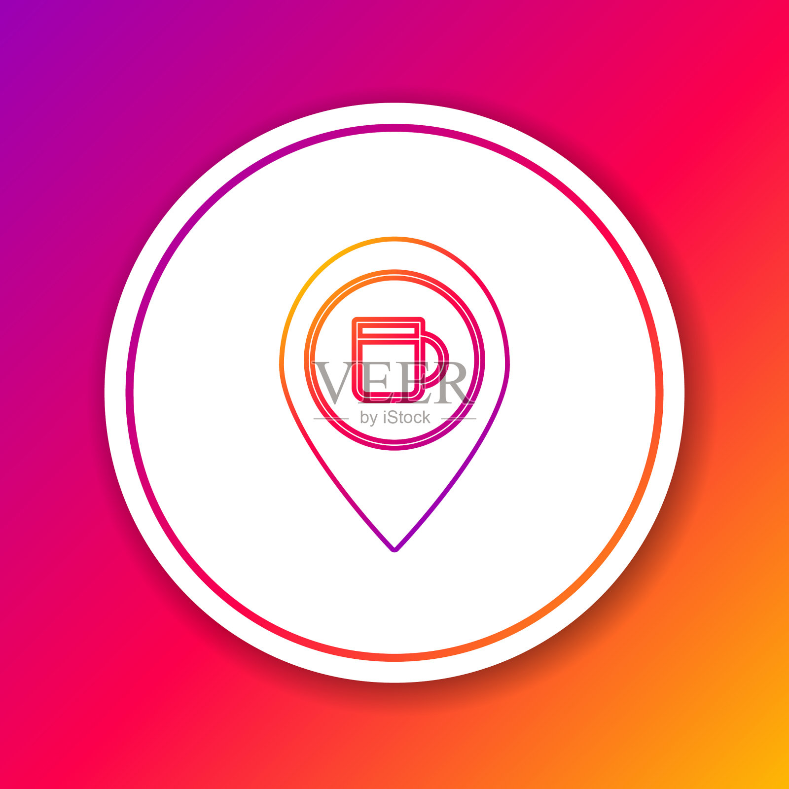 颜色线酒精或啤酒酒吧的位置图标插画图片素材