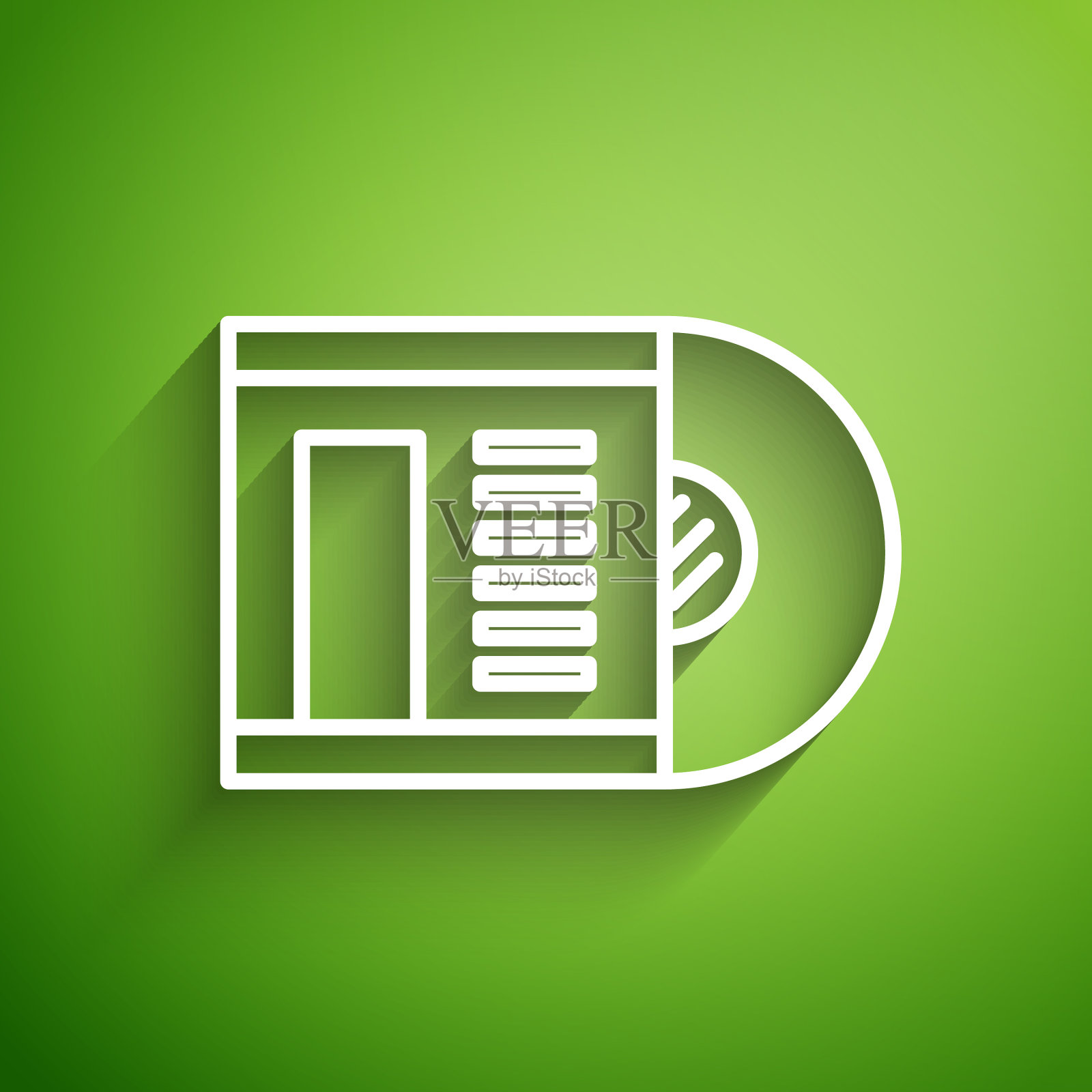 白线乙烯基磁盘图标隔离在绿色插画图片素材