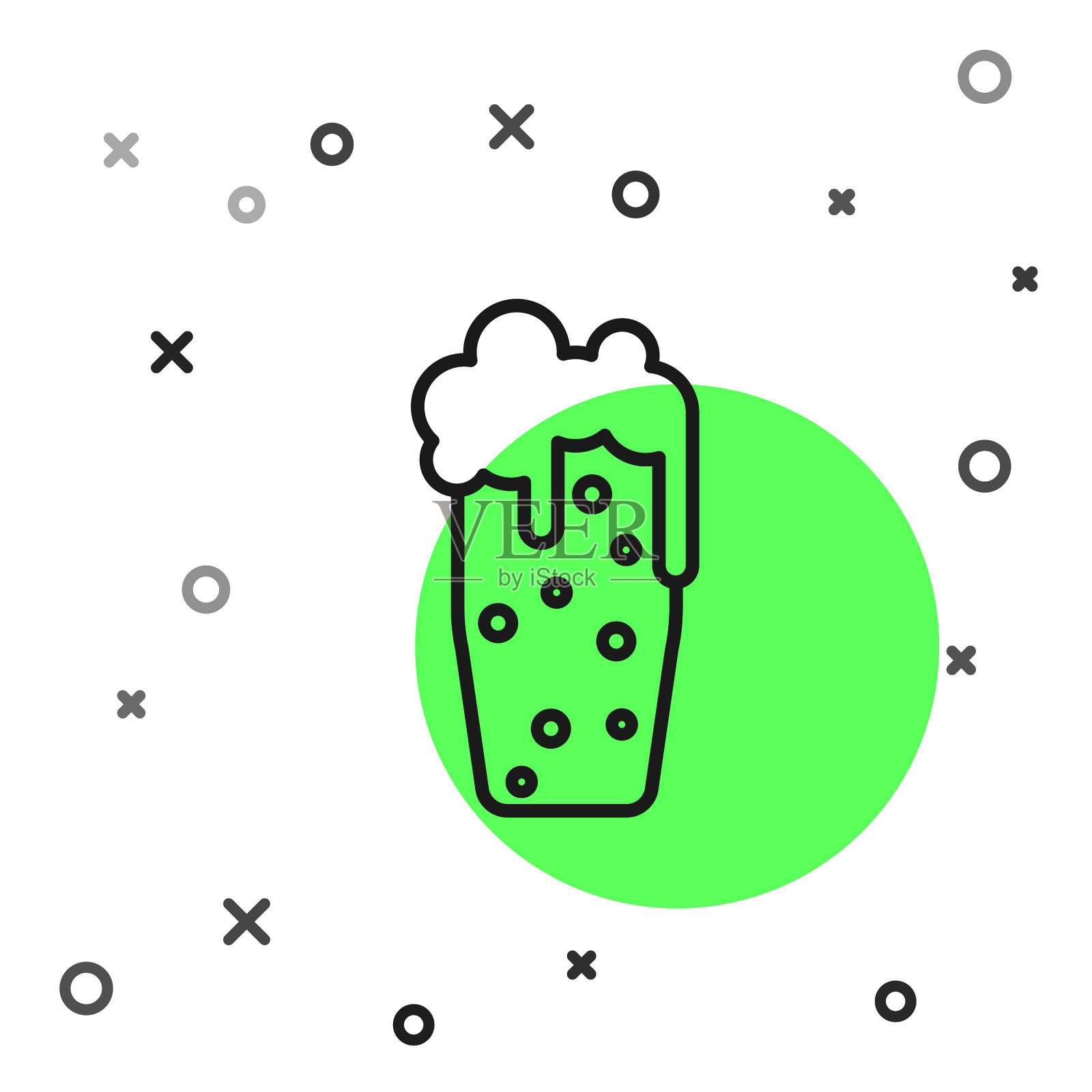 黑线玻璃啤酒图标孤立在白色插画图片素材