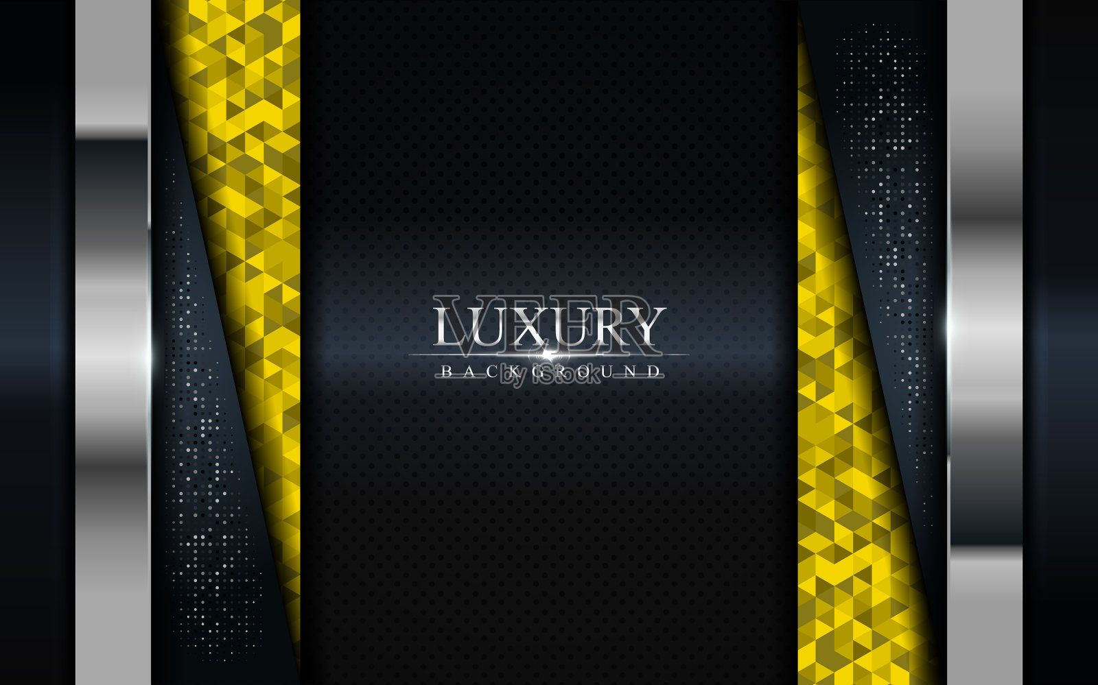 豪华深色背景与黄色马赛克和插画图片素材