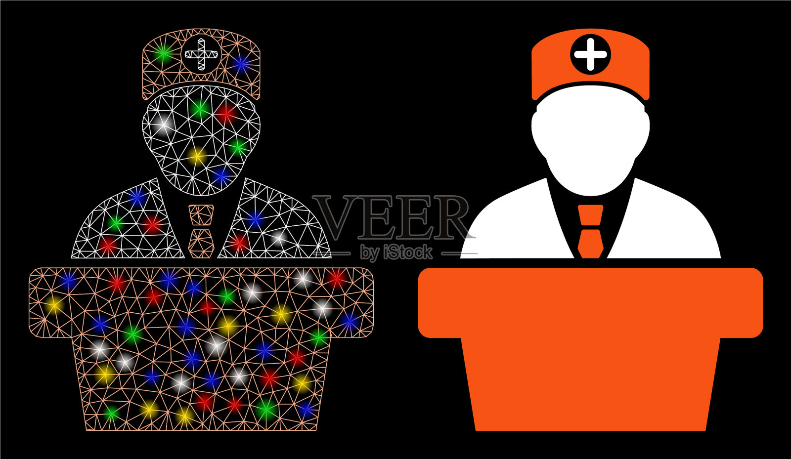 耀斑网格2d医疗官方讲座图标插画图片素材