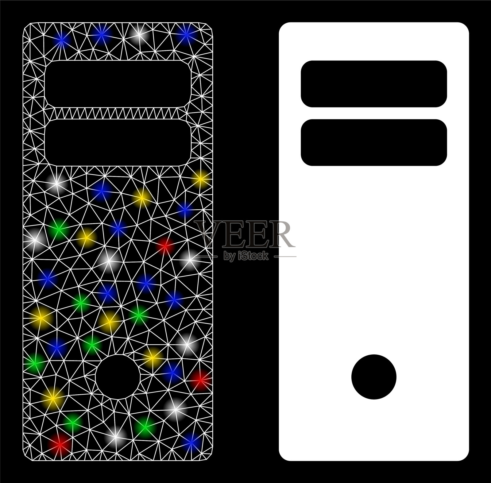 耀斑网网络计算机主机图标用插画图片素材