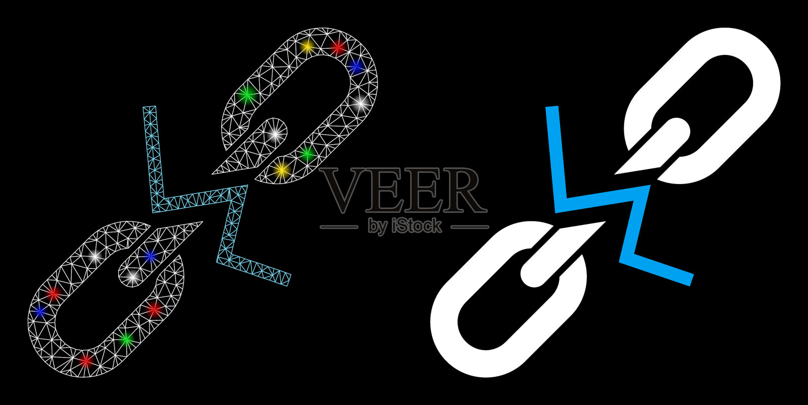 闪光网钢丝架断链环图标用图标素材