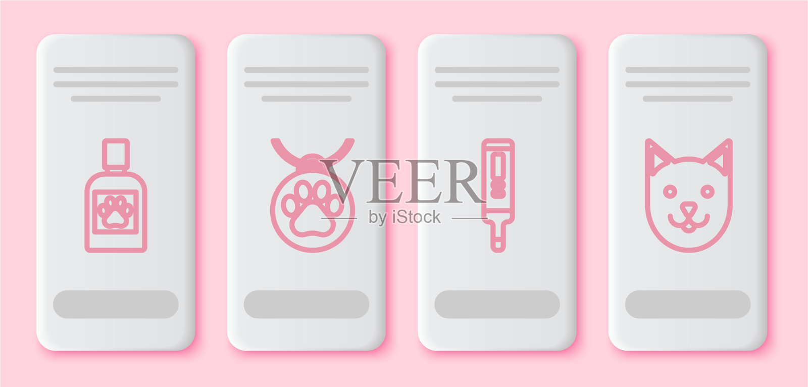 设线狗药瓶项圈与姓名标签插画图片素材