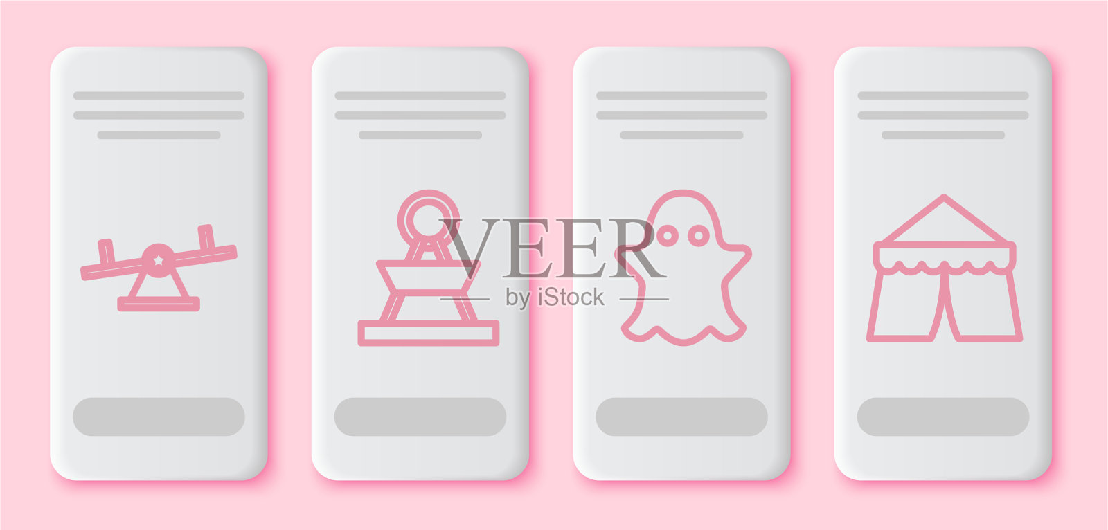 设线拉锯式吸引旋转木马鬼和插画图片素材