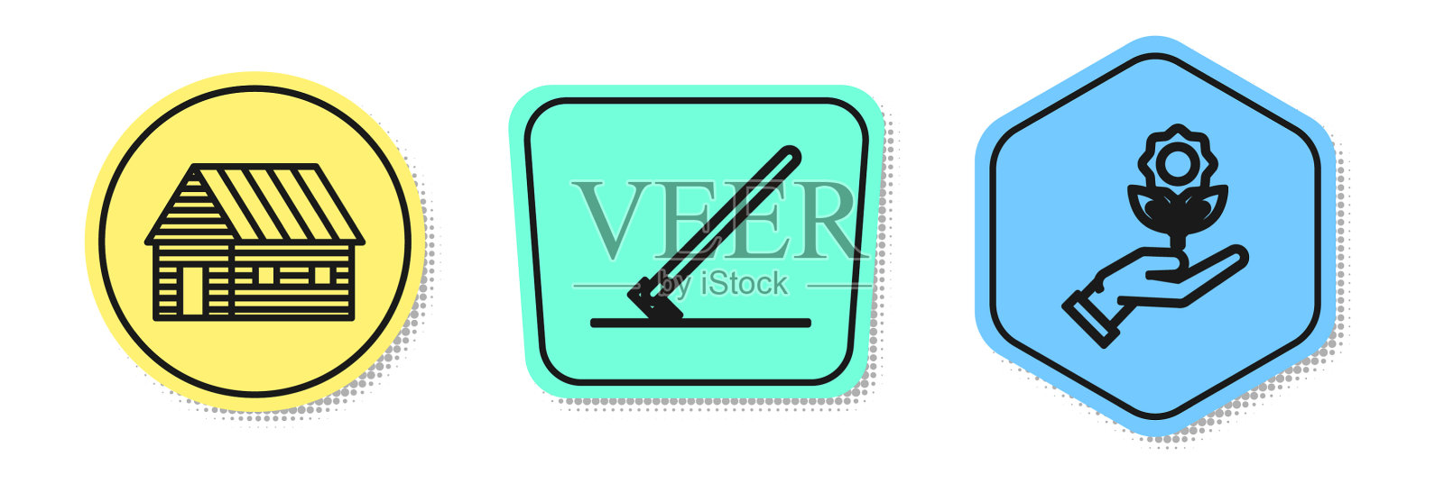 设行农家花园耙工和手工插画图片素材