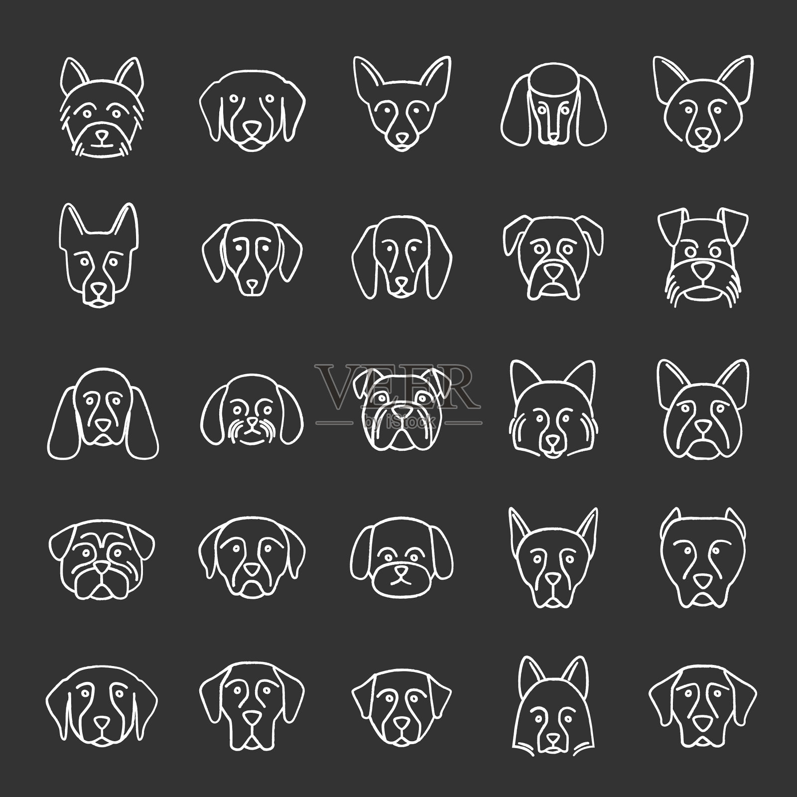 狗品种粉笔图标设置图标素材