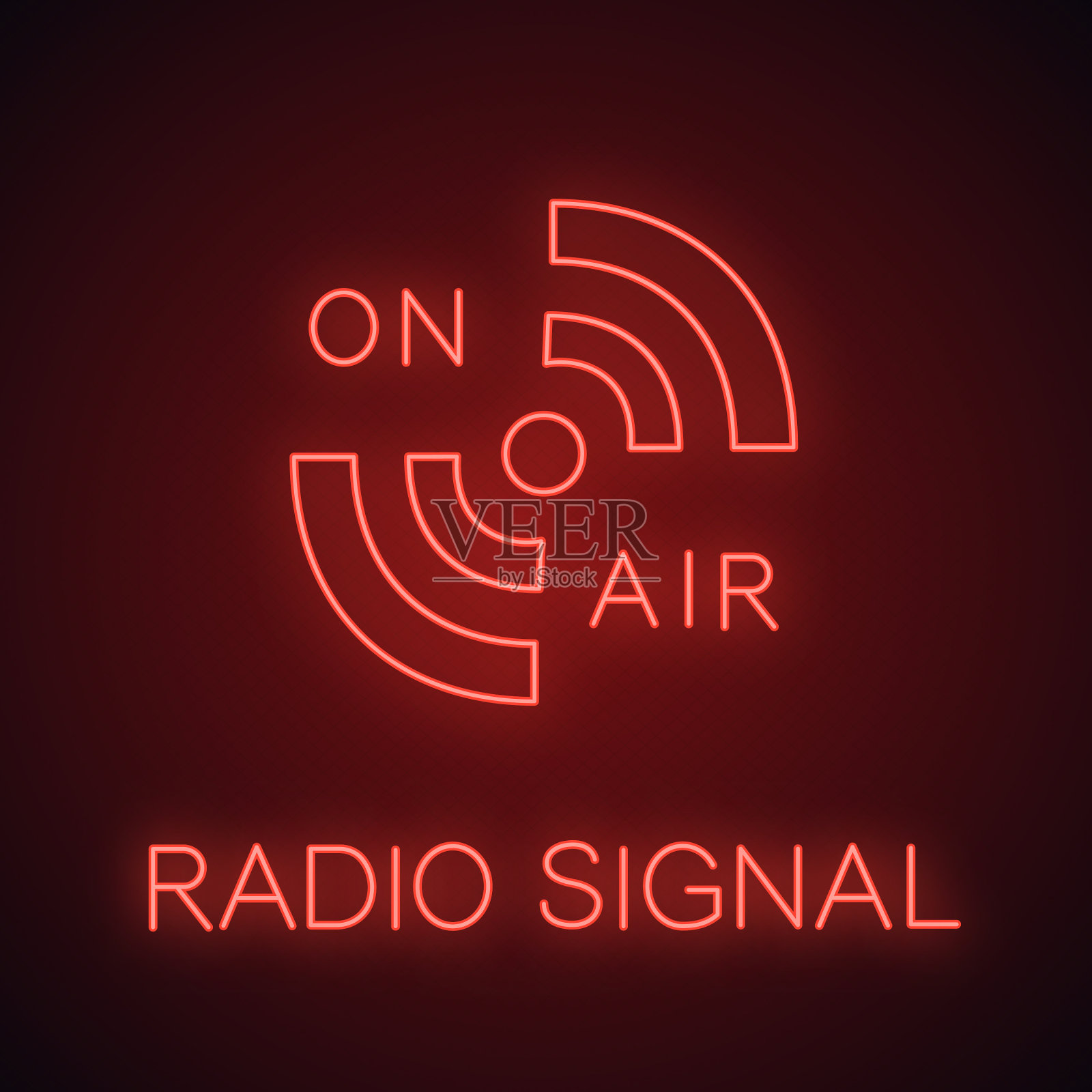 无线电信号霓虹灯图标插画图片素材