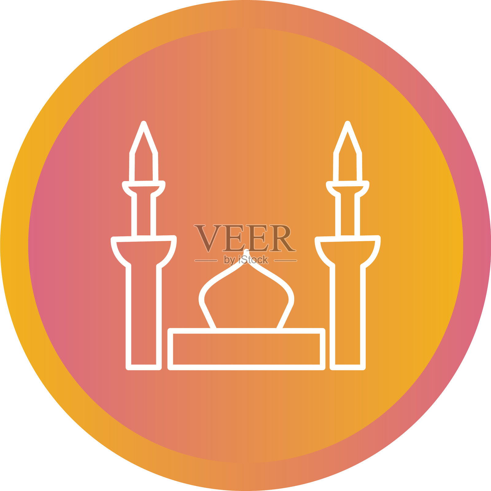 美丽的清真寺线条图标插画图片素材