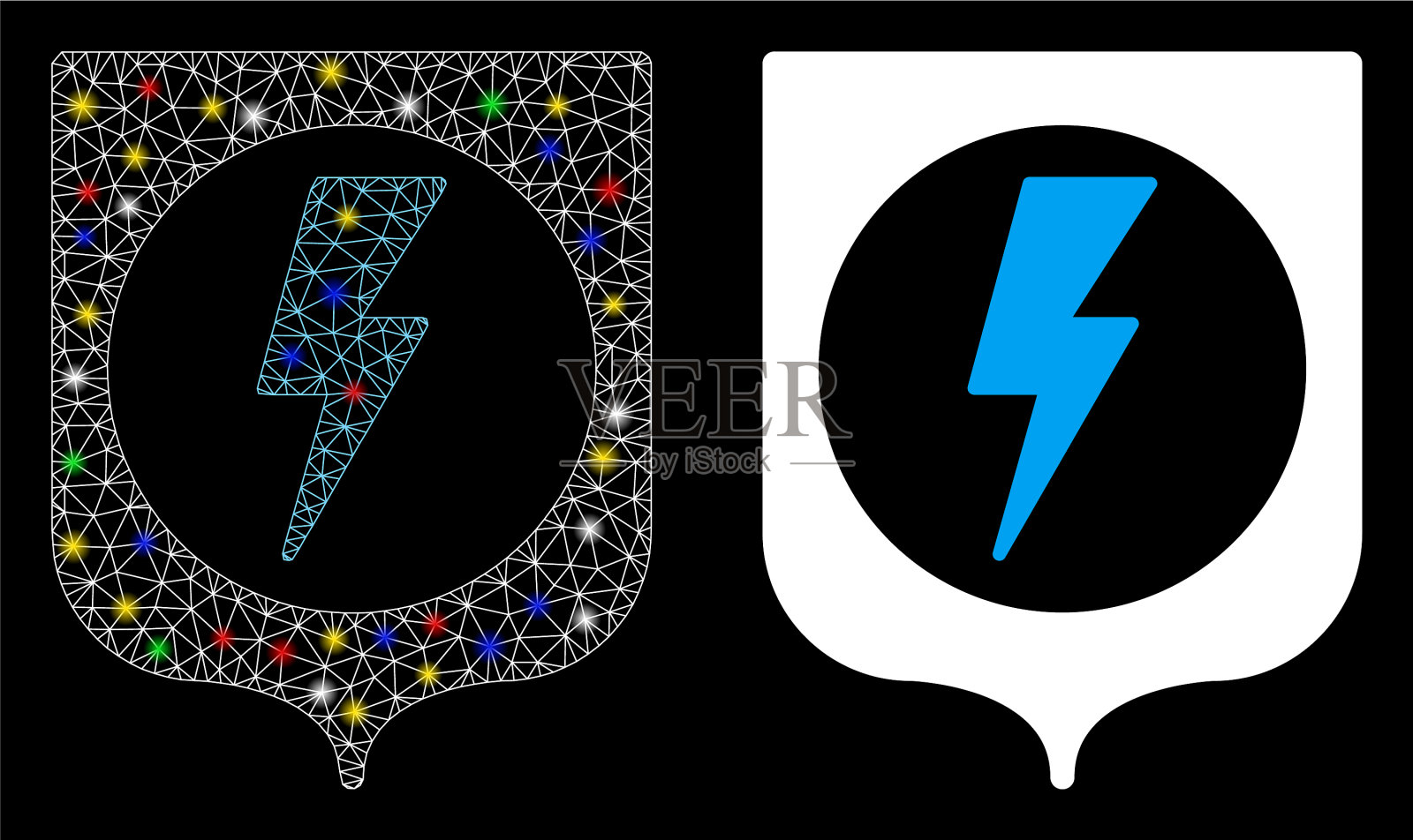 闪光网线框电气保护图标插画图片素材