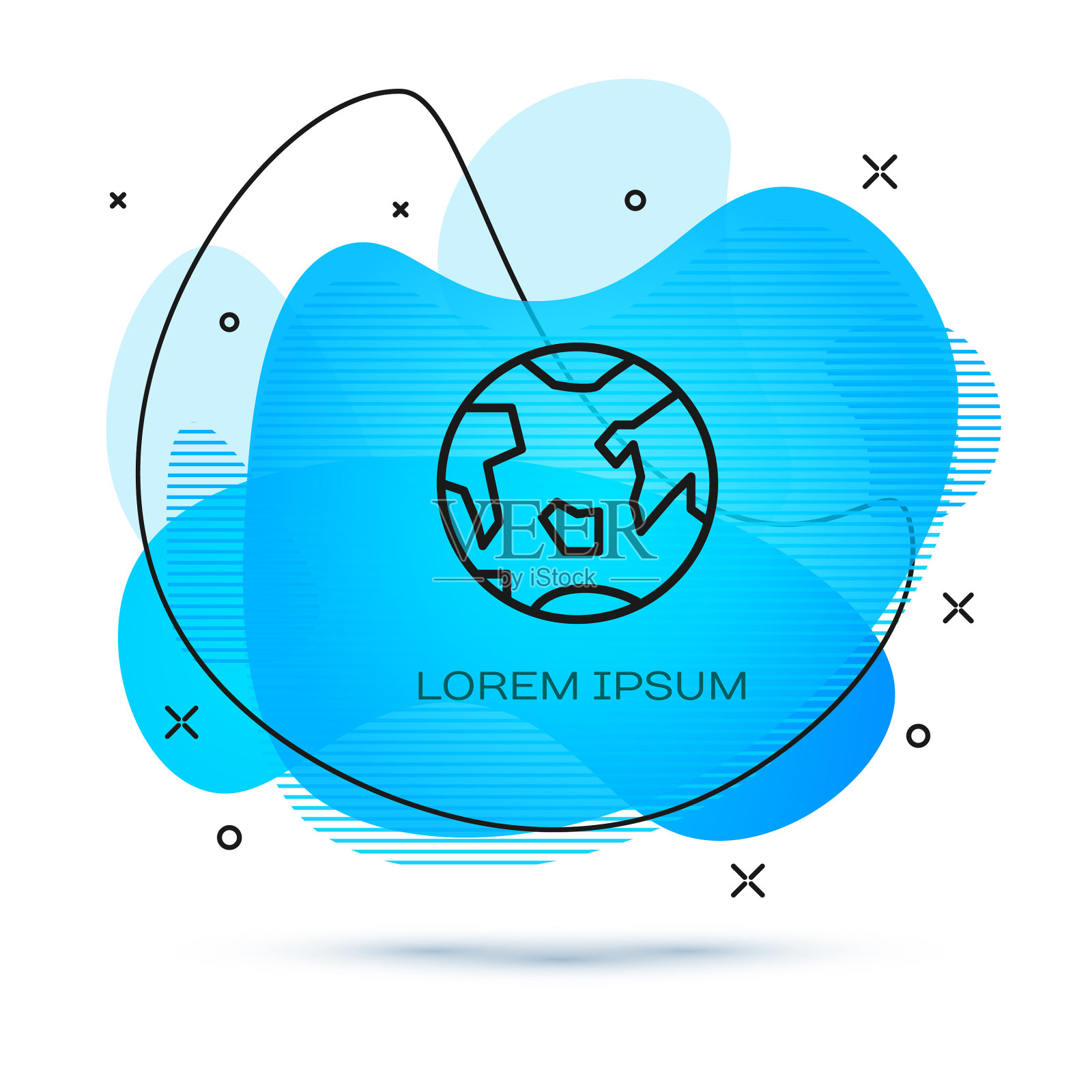 线行星地球图标孤立在白色插画图片素材