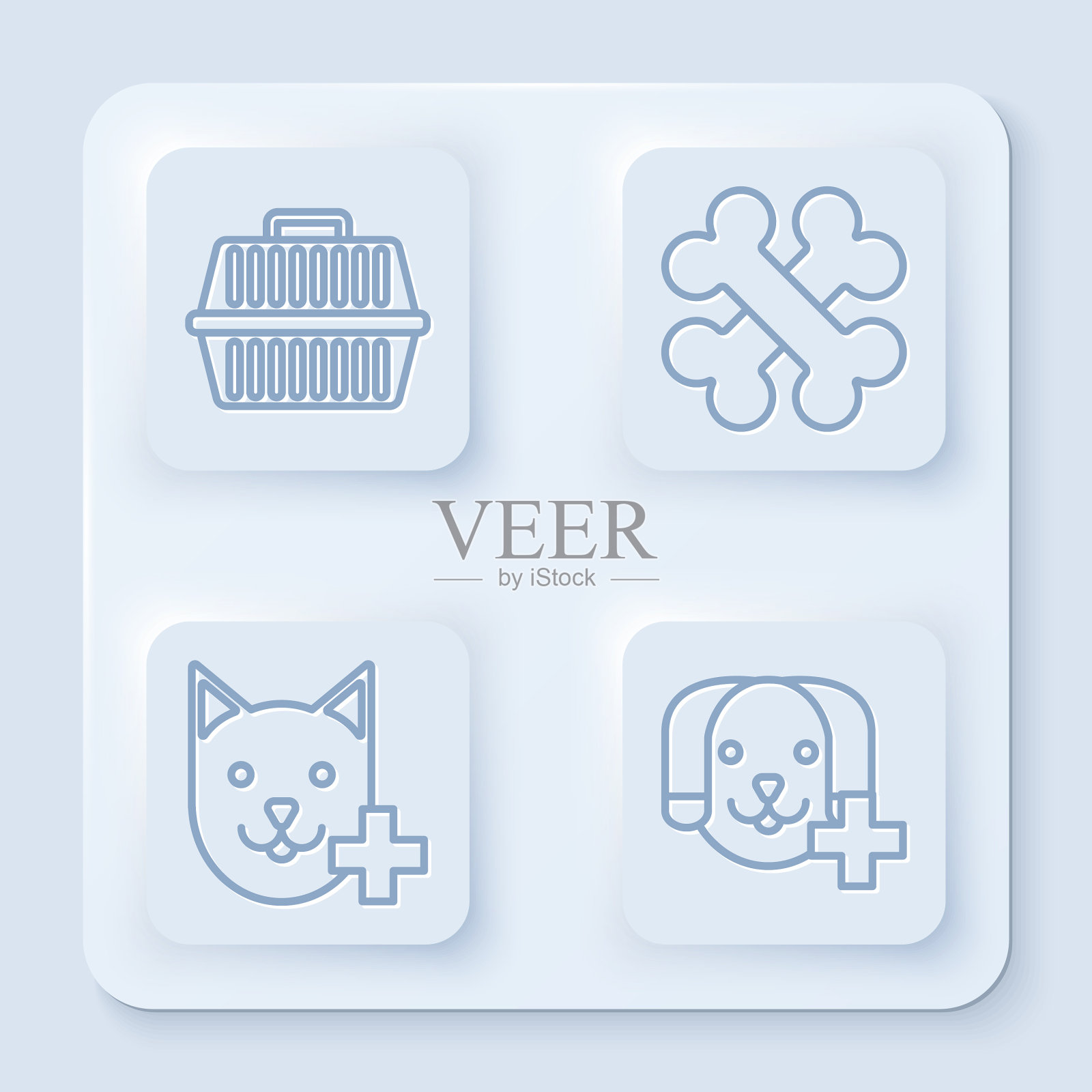 设线宠物携带箱交叉骨头兽医图标素材