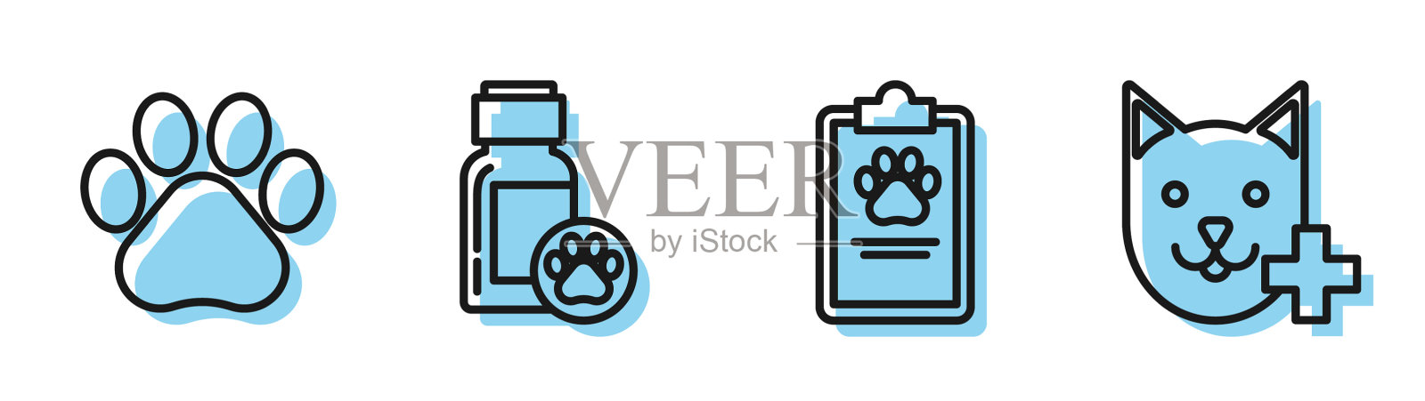 设置带有医疗临床记录的直线剪贴板插画图片素材