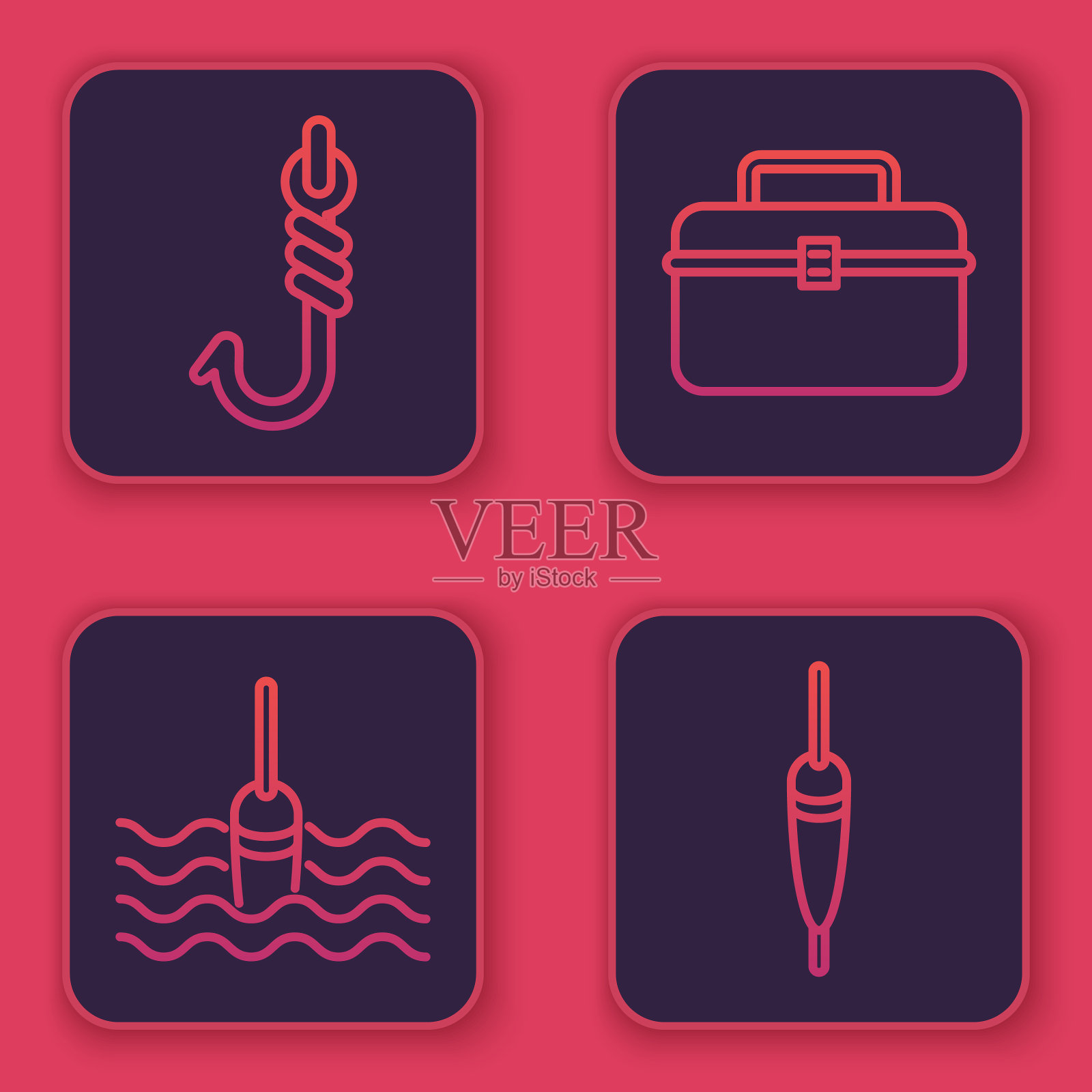 放线钓钩钓浮在水中图标素材